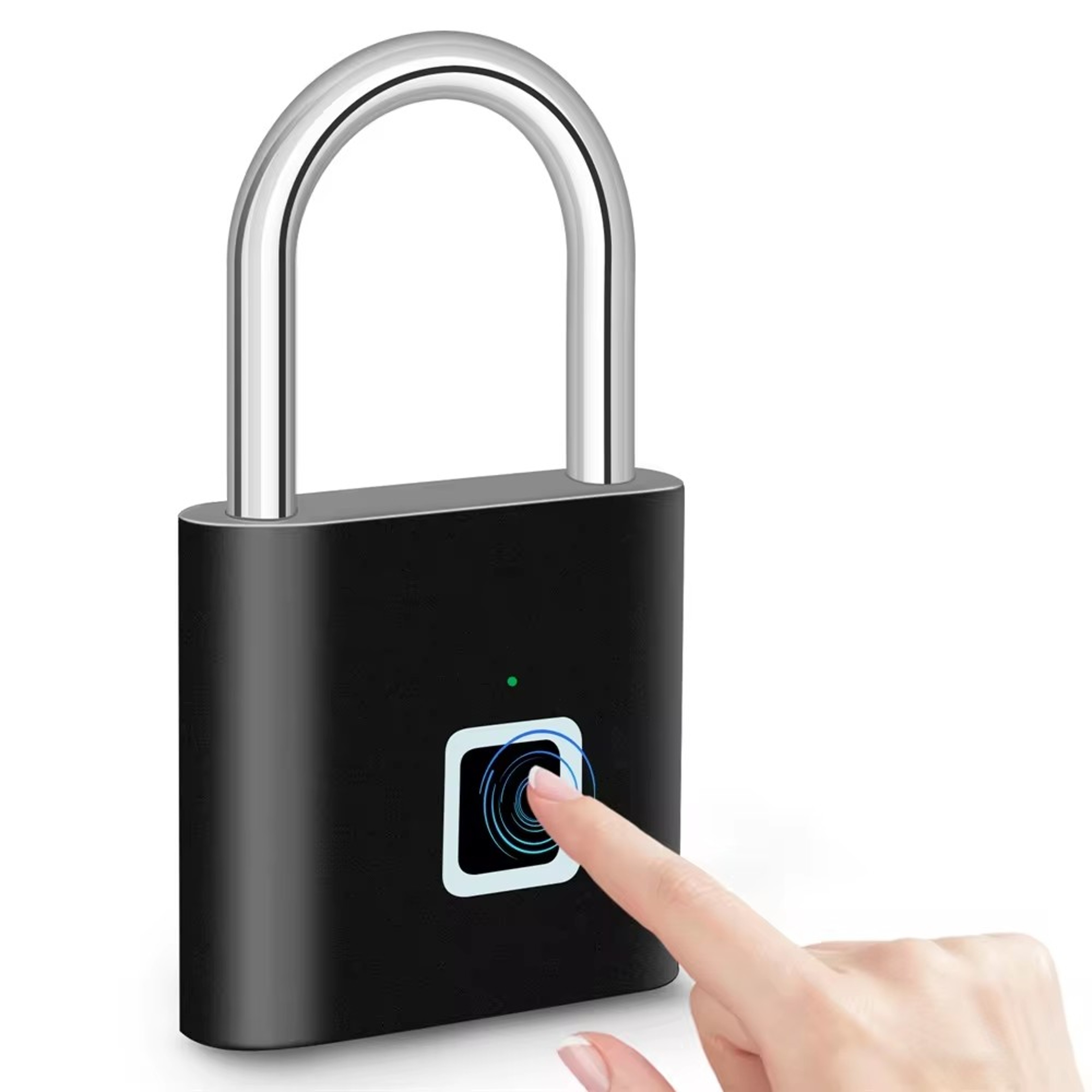 Smart Padlock Waterproof Fingerprint Lock Portable USB Charging Antitheft Zinc 0