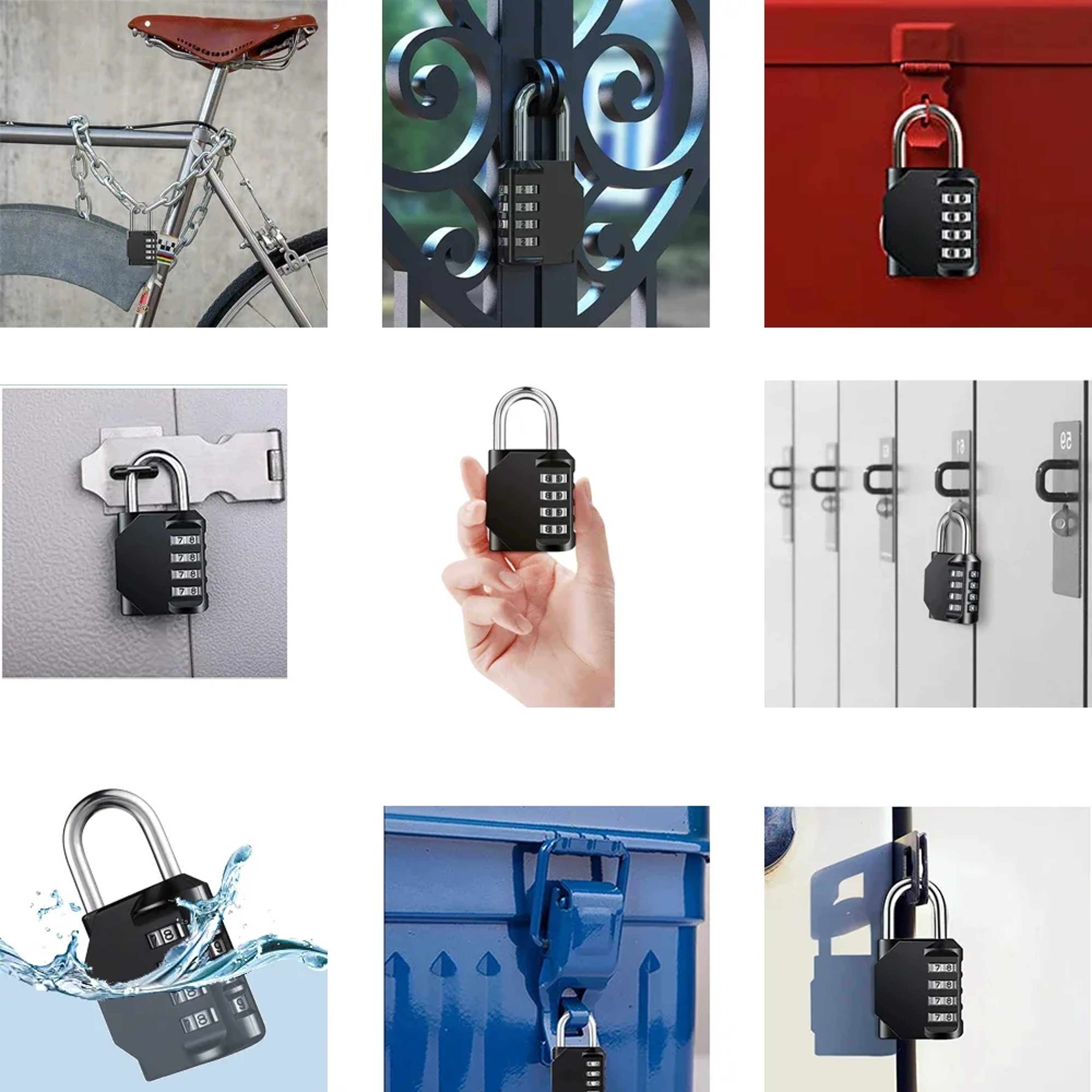 4 Digit Resettable Combination Lock, Heavy Duty Waterproof Padlock for Outdoors – view 5