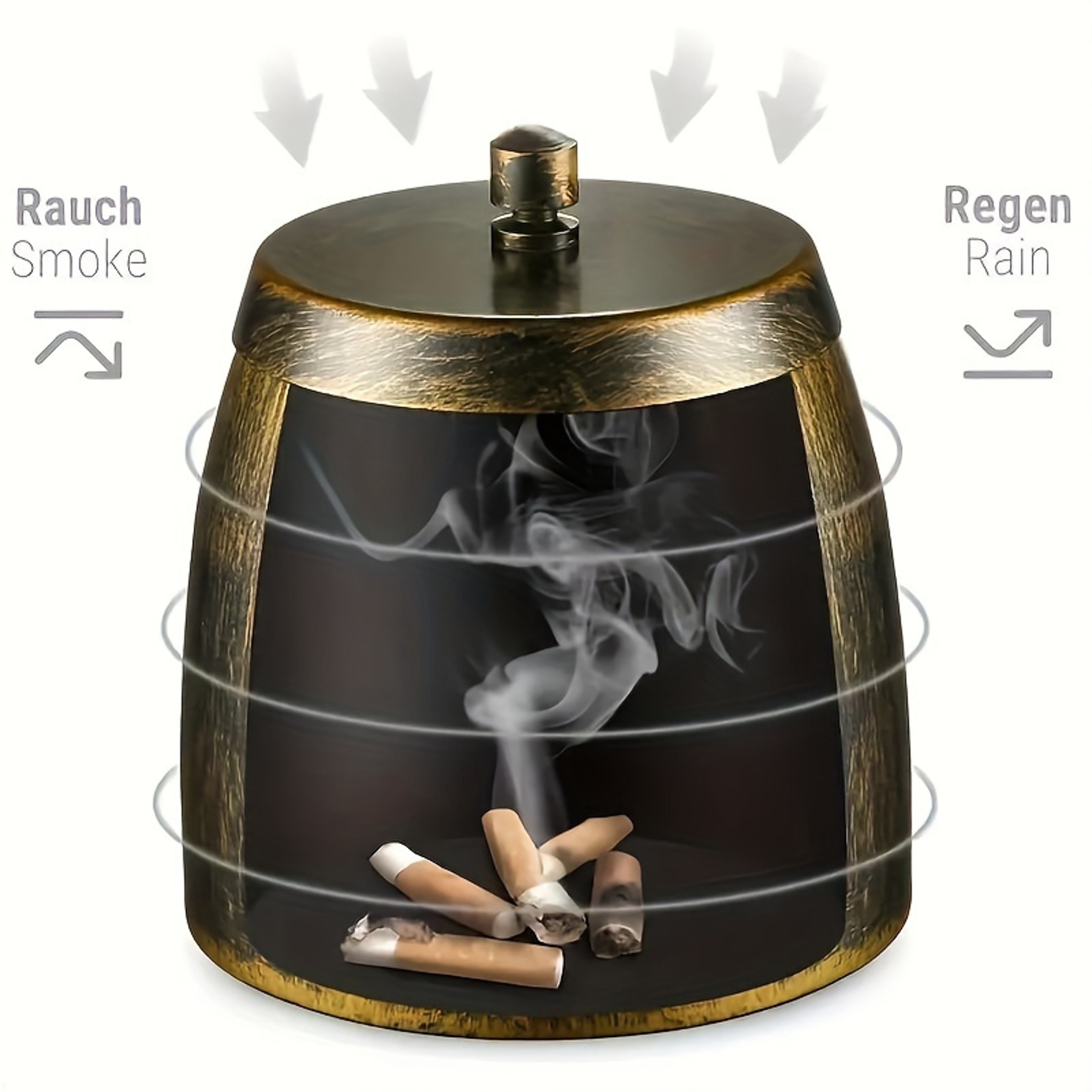 Odorless Windproof Metal Ashtray With Lid Smokeless Indoor  Outdoor Ashtray 2