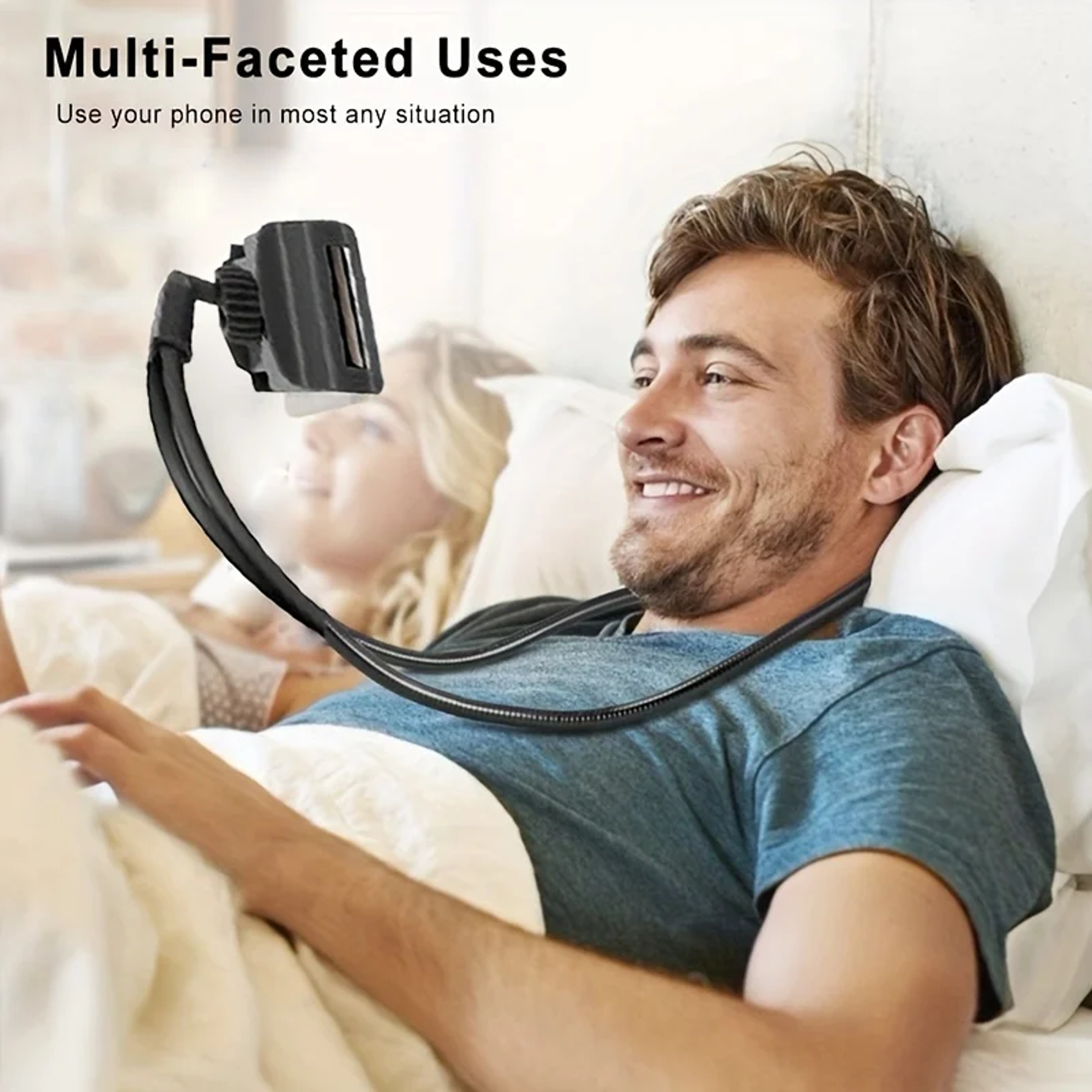 Universal Mobile Phone Holder, Multifunctional Bedside Lazy Neck, Extendable Adjustable Selfie Stick Rack – view 1