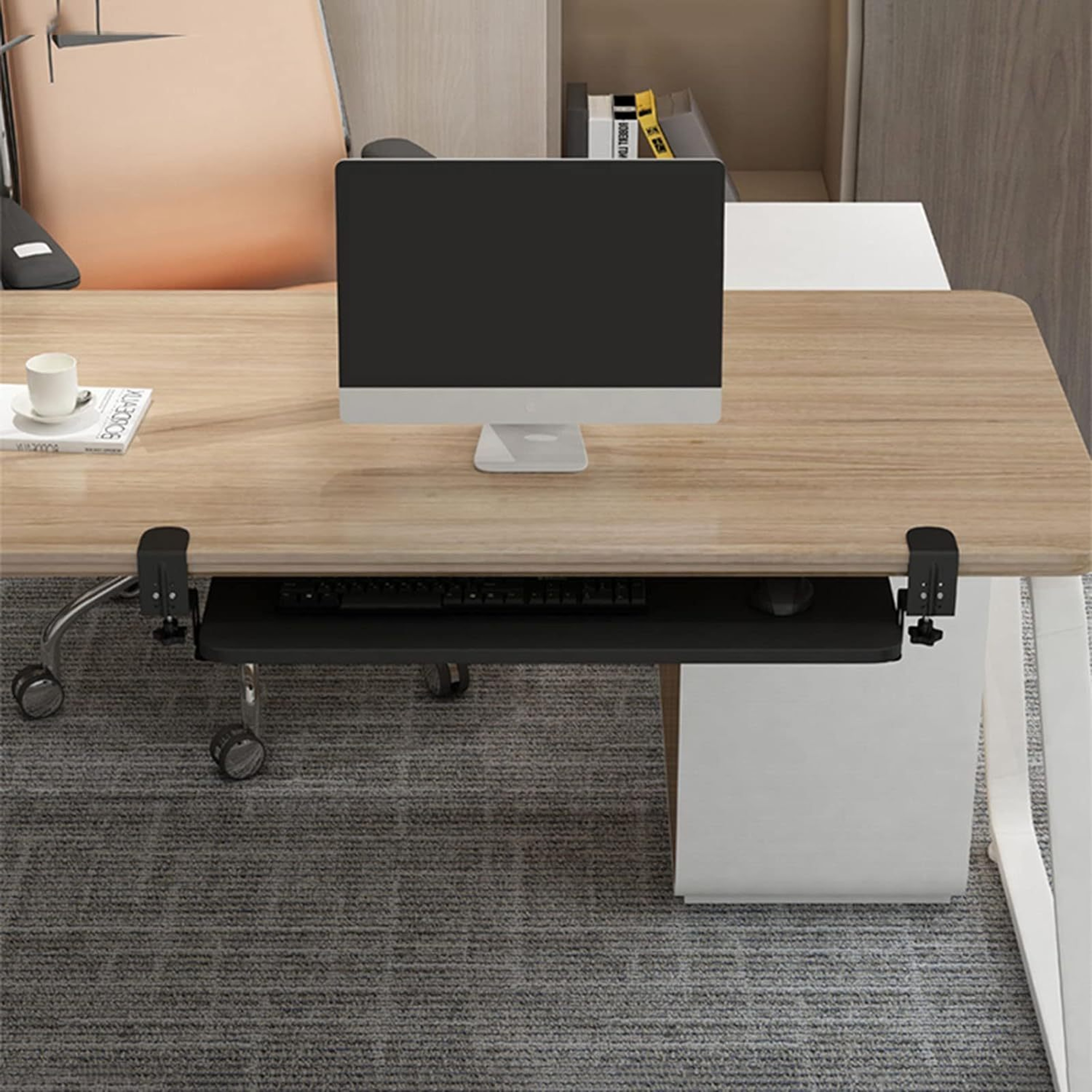 Ergonomic Clamp Keyboard Tray Sliding Under Desk Platform With Retractable Drawer 3