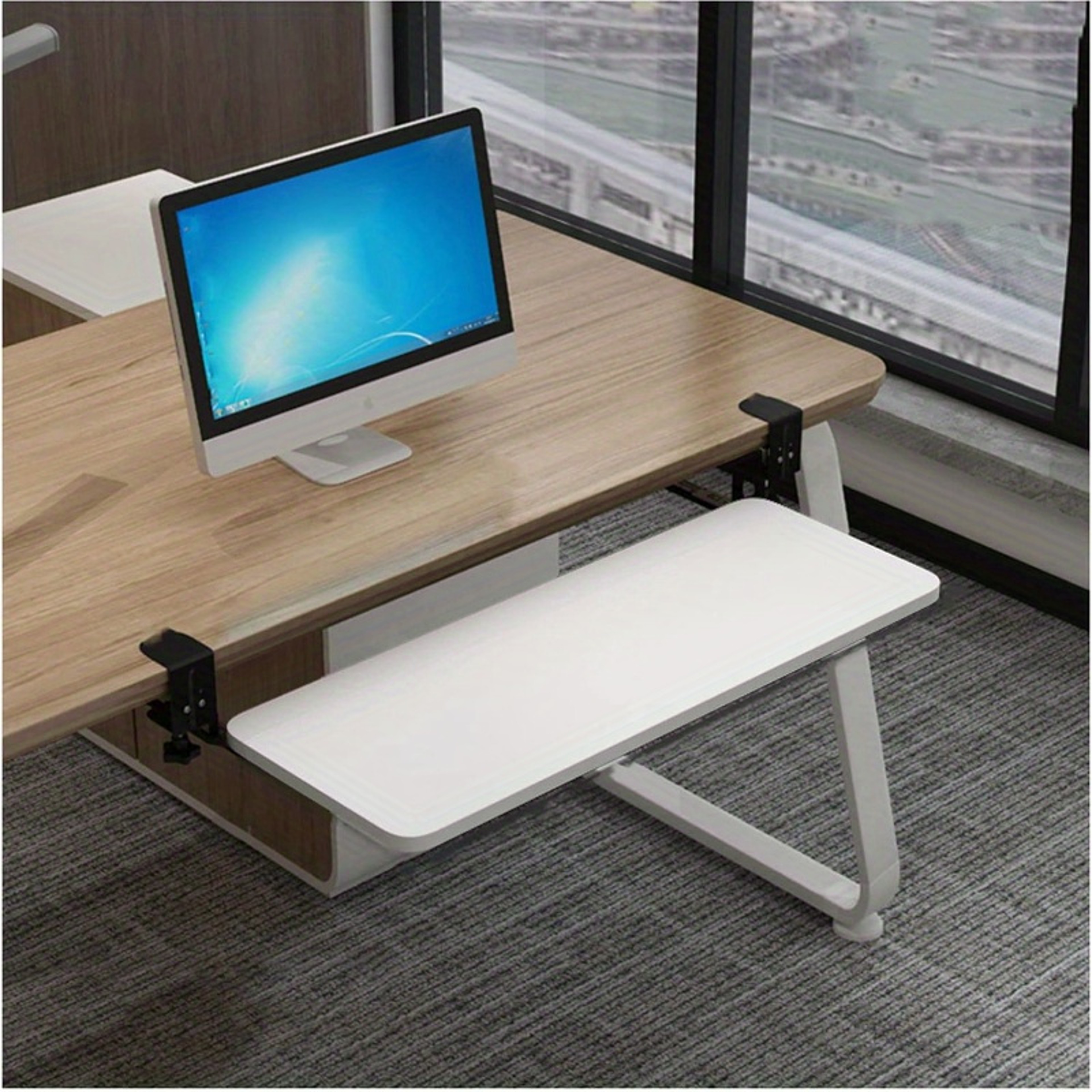 Ergonomic Clamp Keyboard Tray Sliding Under Desk Platform With Retractable Drawer 7