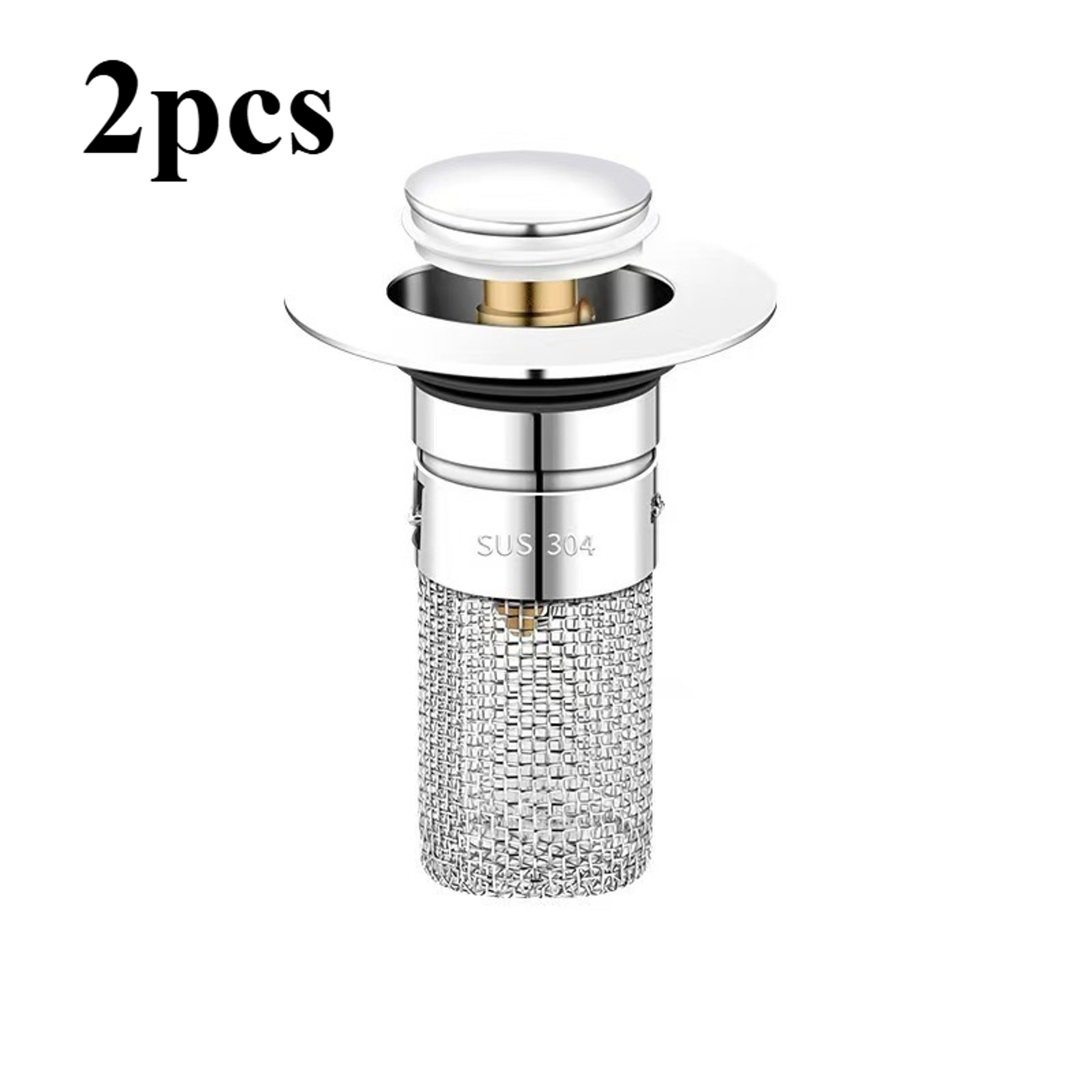 Stainless Steel Pop-Up Sink Drain Strainer, Removable Basket, Hair Catcher for Bathtub – view 7