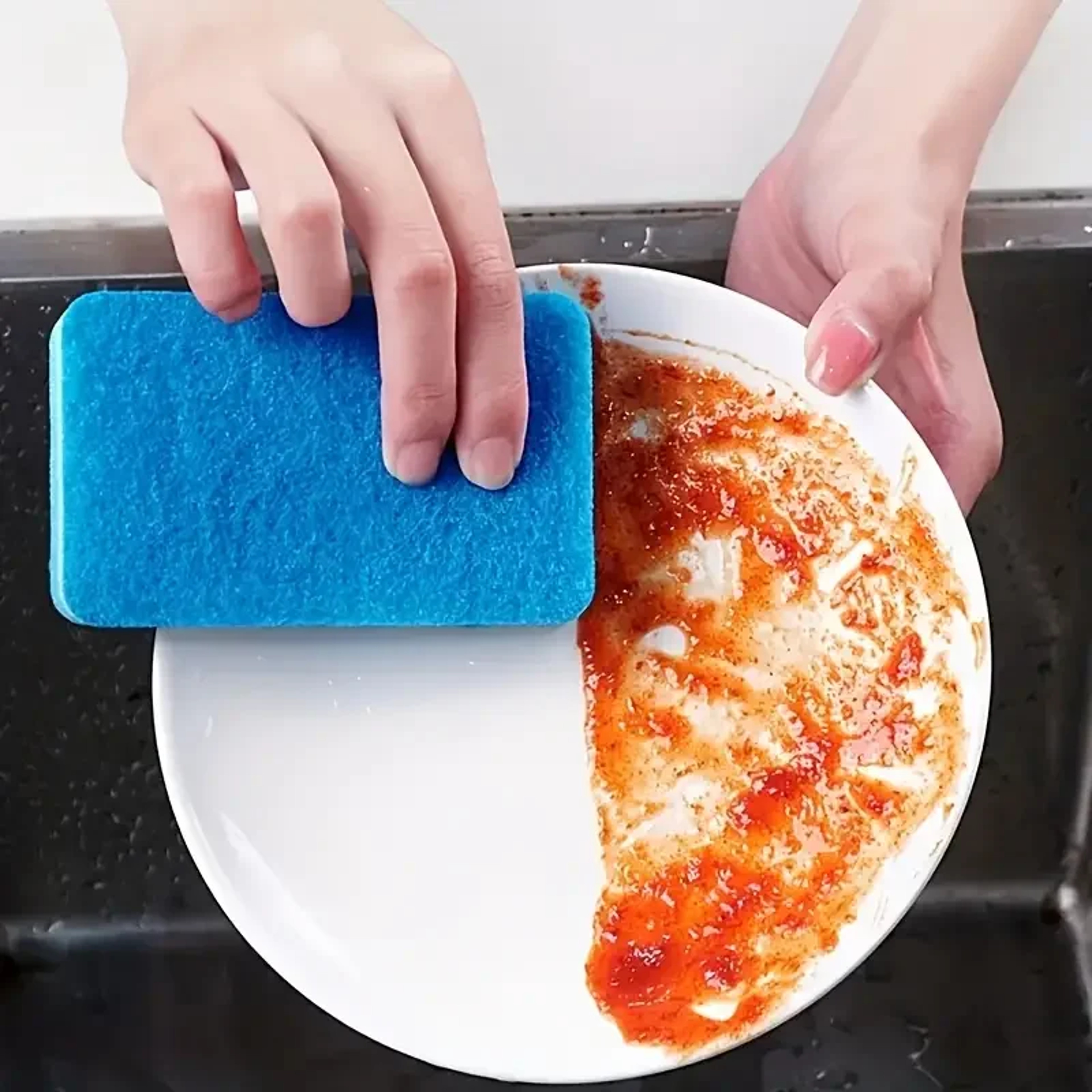 Colored Small Wave Tableware, Dishwashing Sponge, Rust Removal Cleaning Brush – view 4