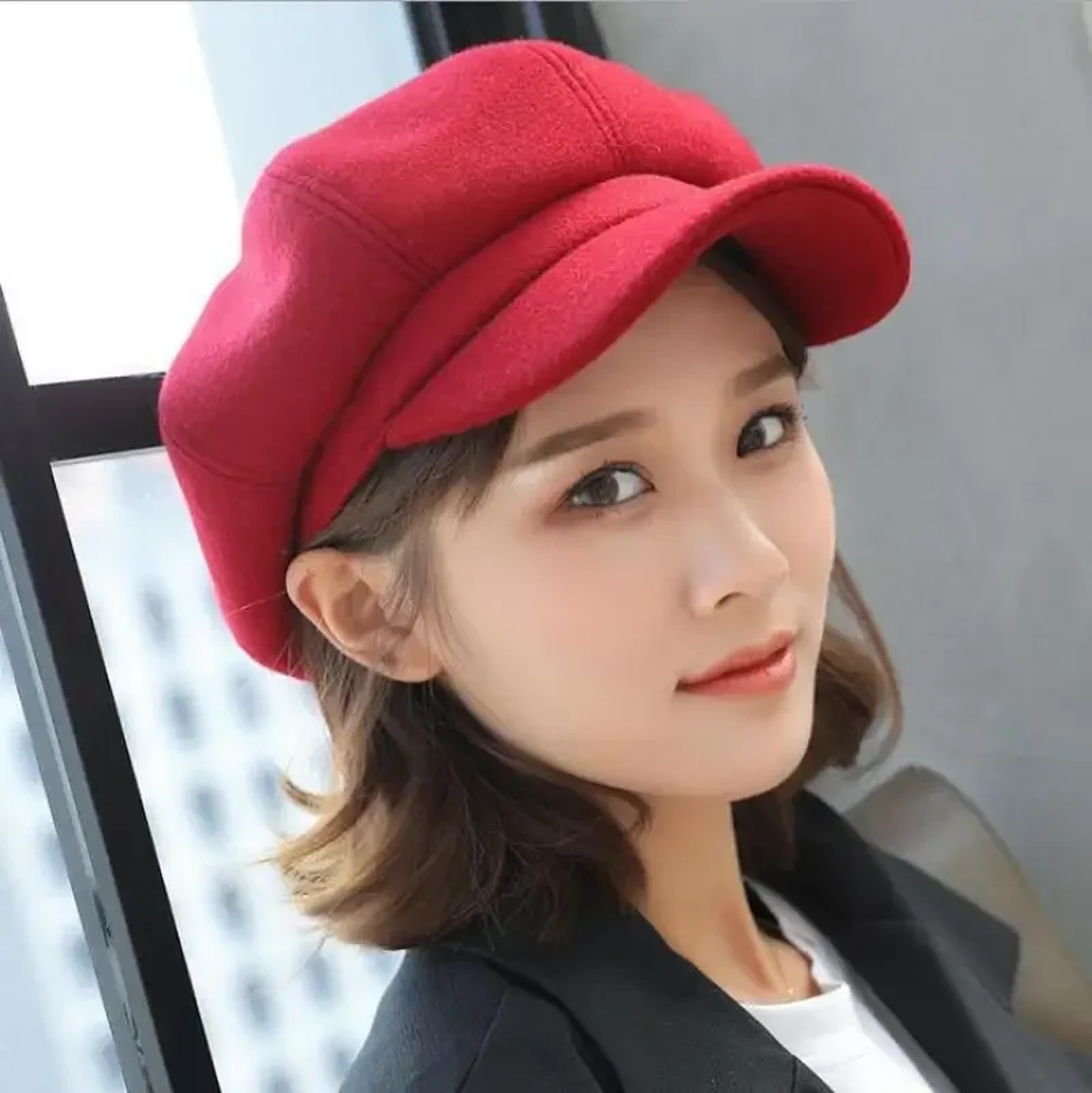Plain Wool Winter Beret, Ladies Casual Newsboy Hat, Autumn Winter Painter Caps for Women – view 5
