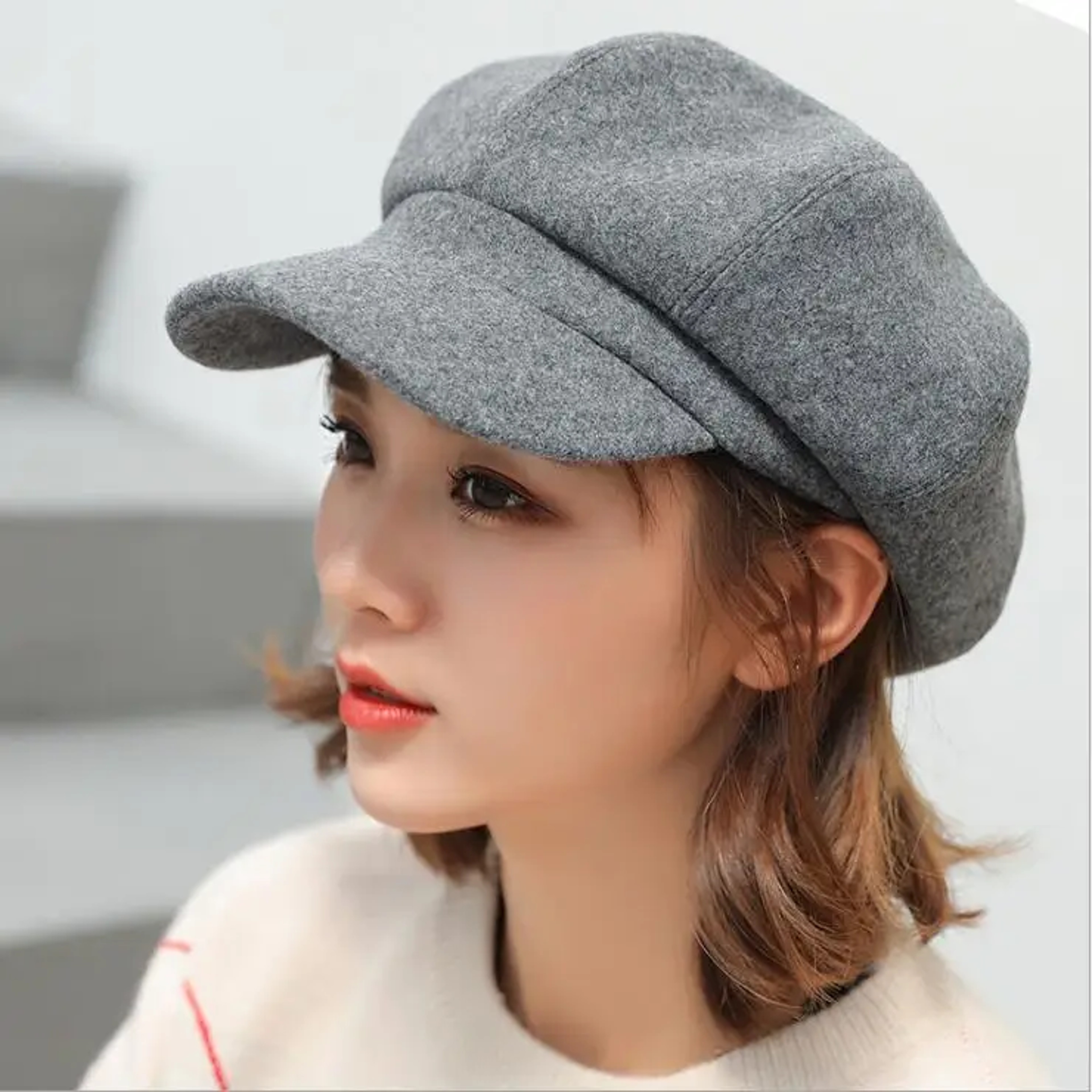 Plain Wool Winter Beret, Ladies Casual Newsboy Hat, Autumn Winter Painter Caps for Women – view 7