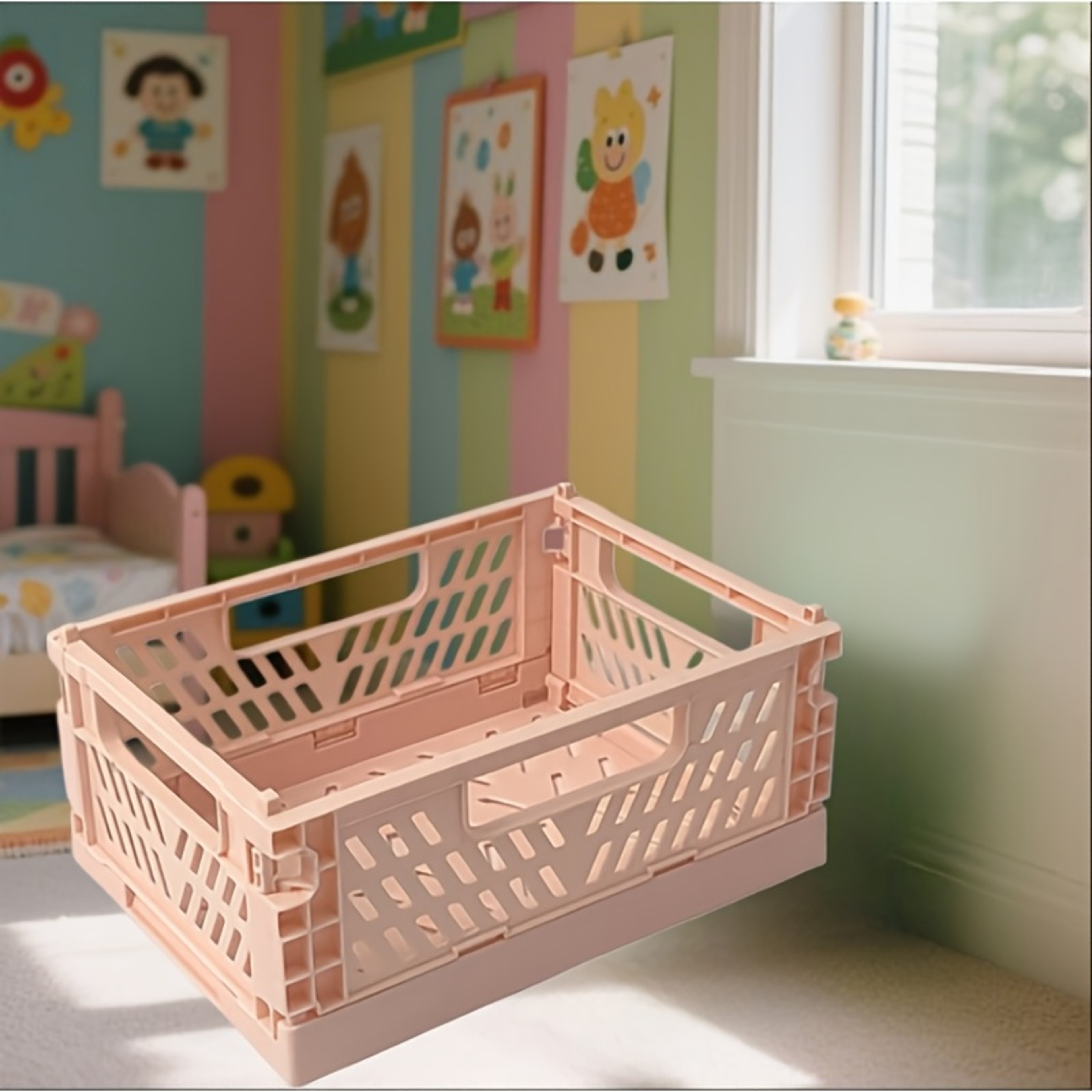 Durable Foldable Plastic Storage Crates Organizer Bins For Office Bathroom Kitchen Perfect For Smal 4