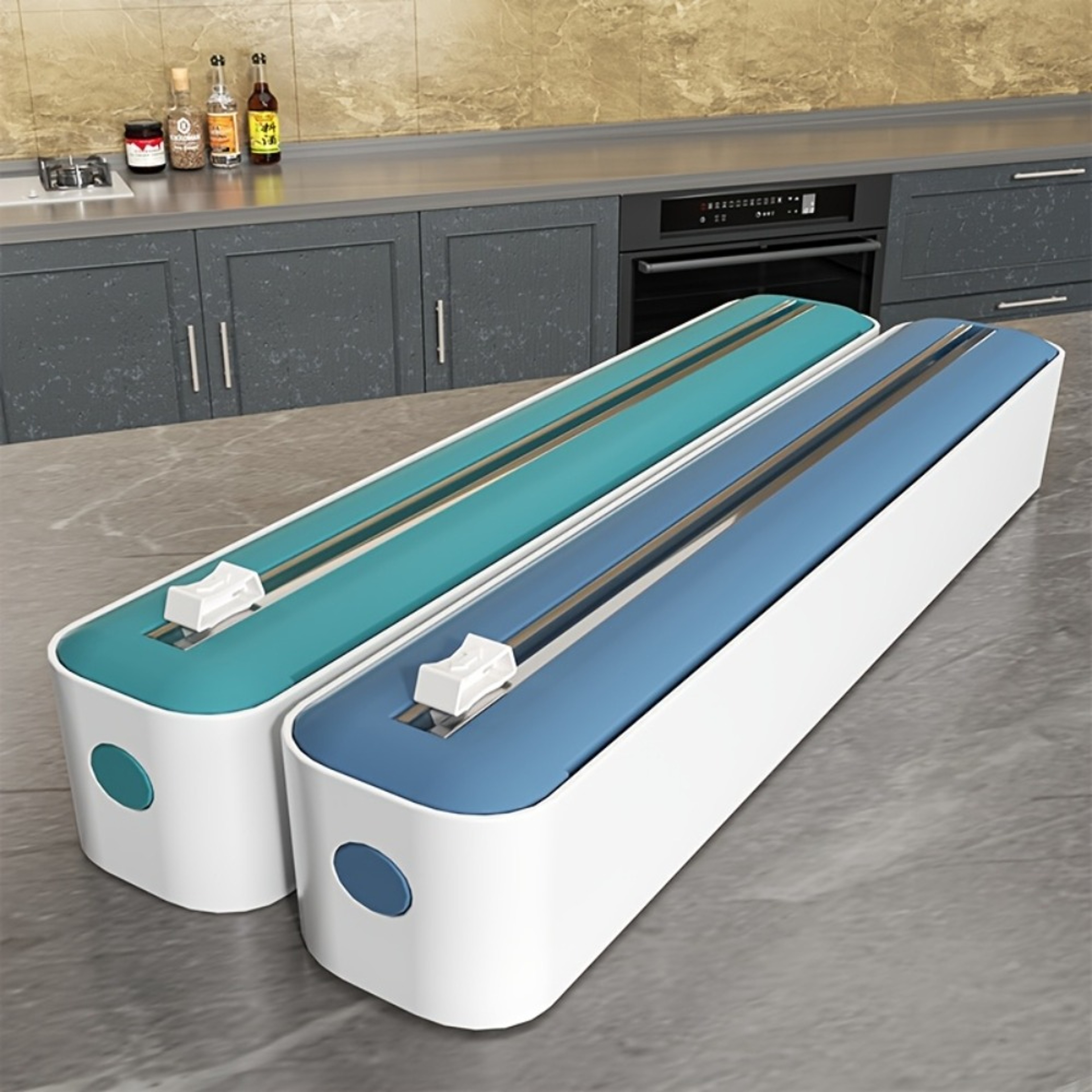 Reusable Packaging Machine, Dual Pocket Cling Film Dispenser and Cutter for Kitchen – view 2