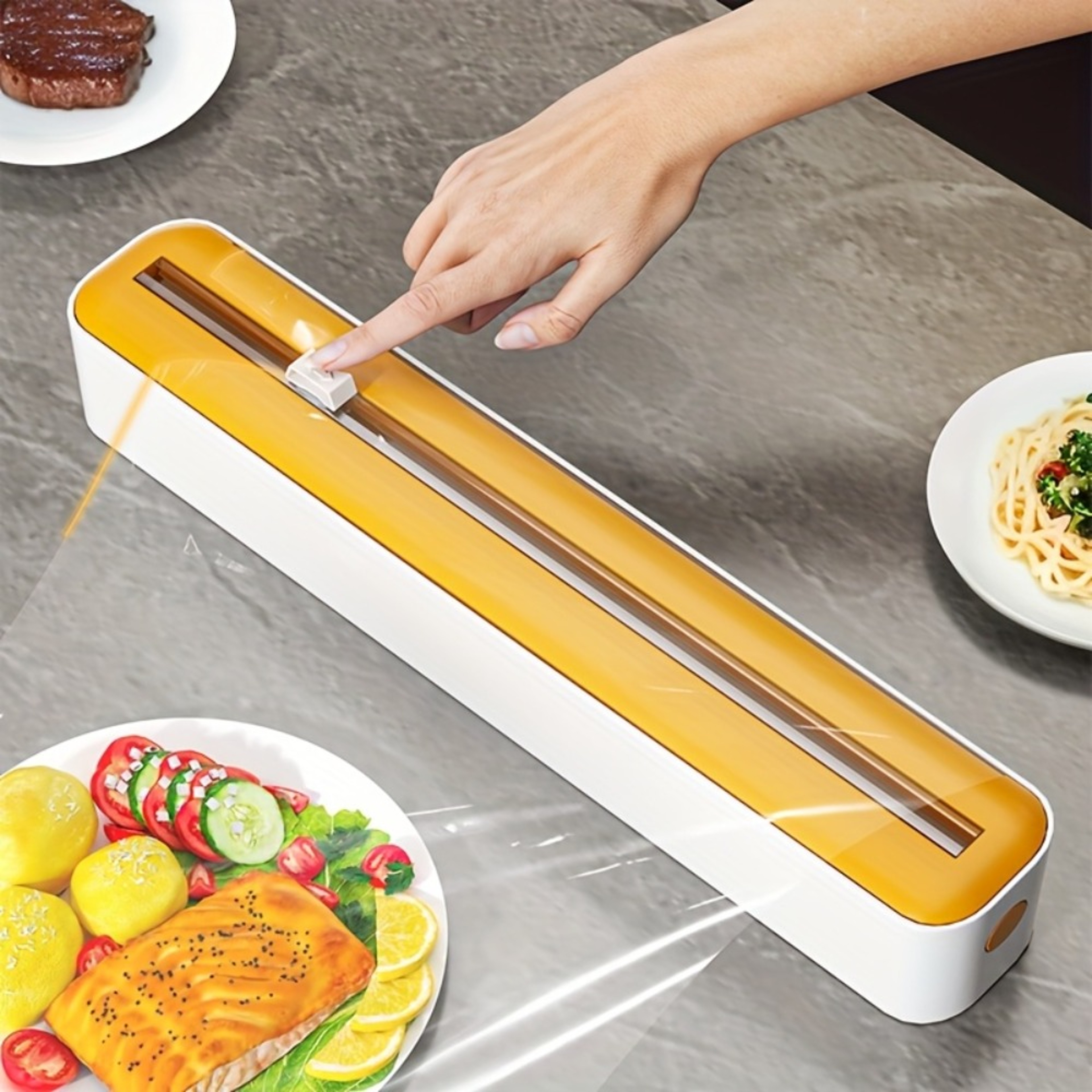 Reusable Packaging Machine, Dual Pocket Cling Film Dispenser and Cutter for Kitchen – view 5