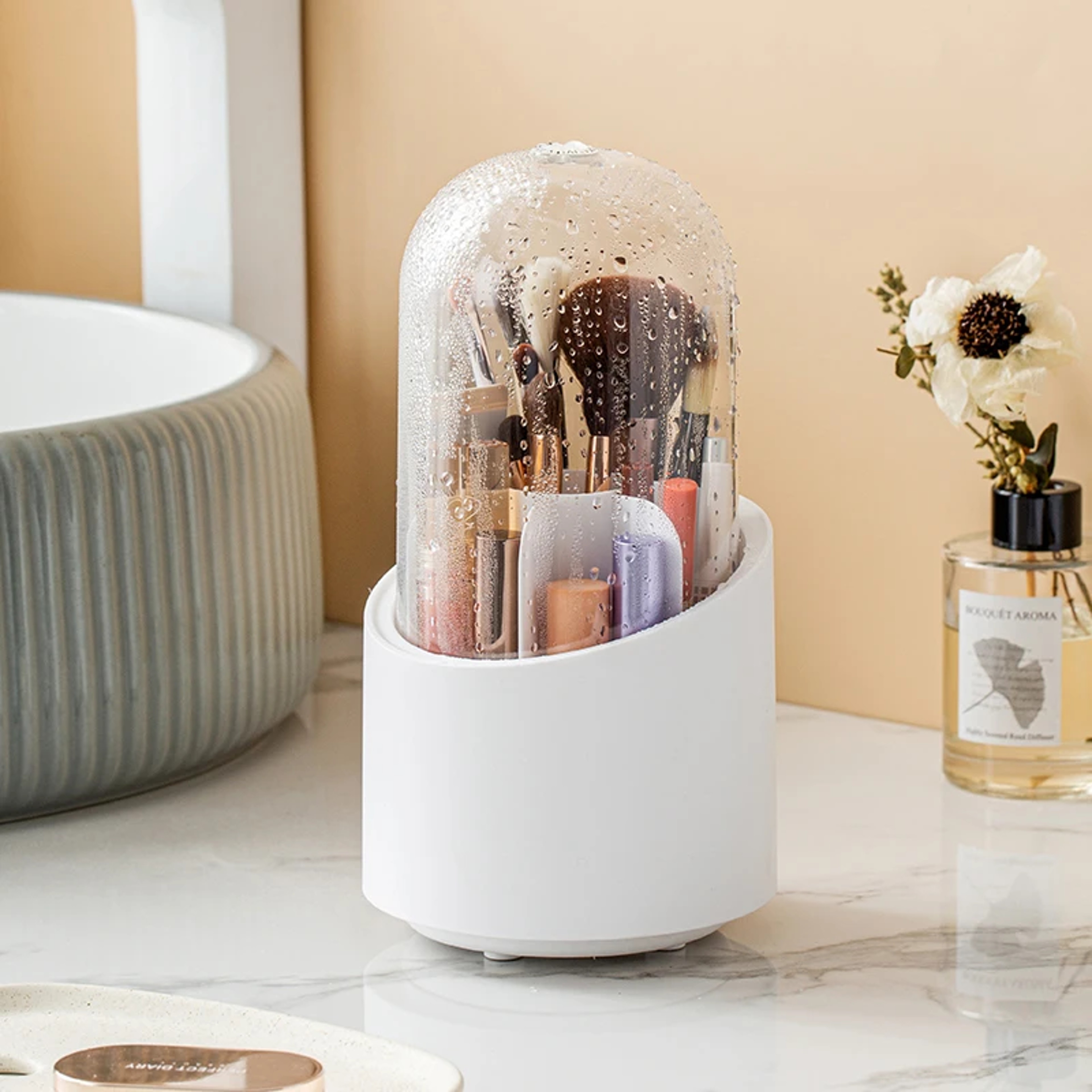 Portable Rotating Makeup Brush Storage Box Lipstick Shadow Cosmetic Holder Organizer 4