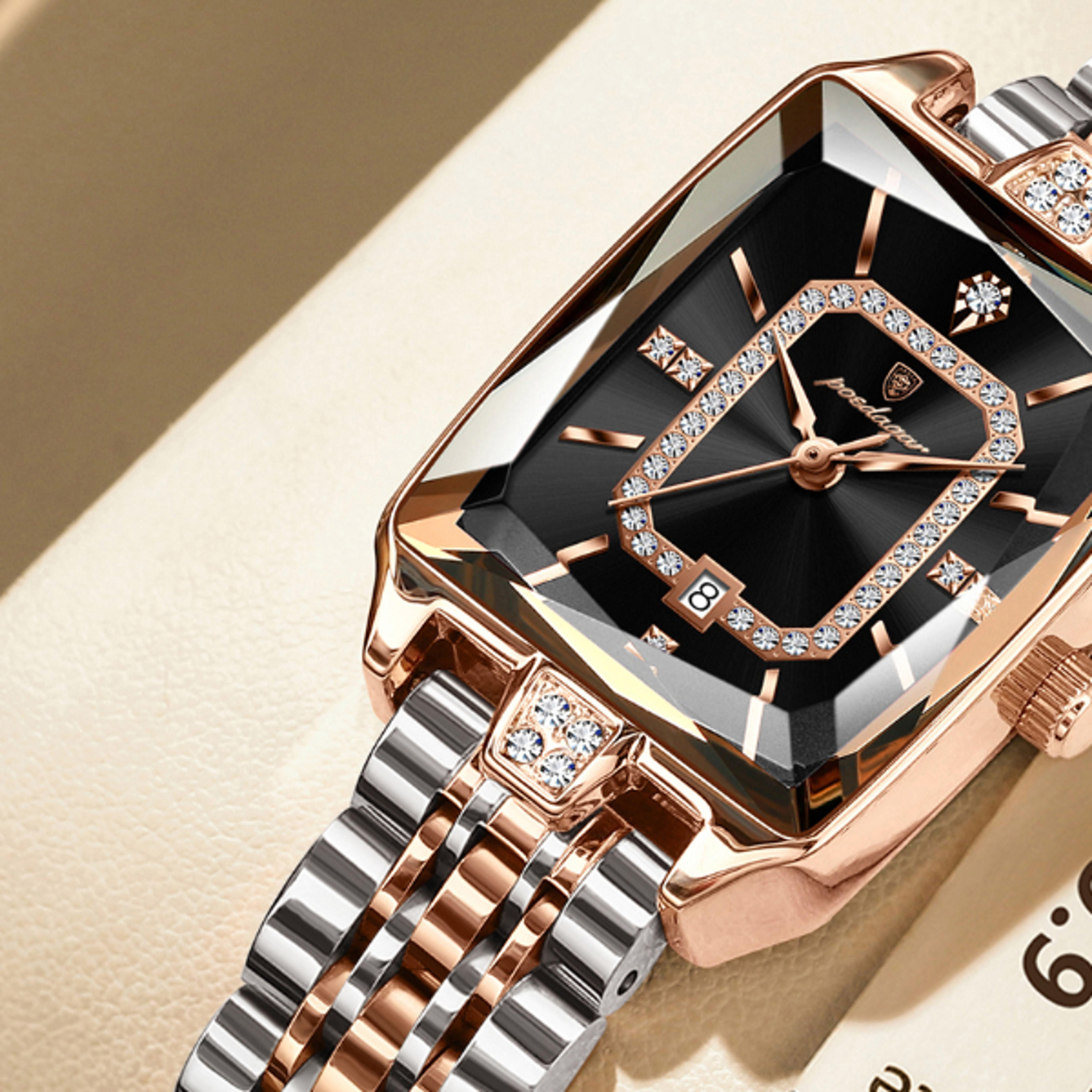 Elegant Waterproof Calendar Watch Stainless Steel Quartz Luxury Watch For Women 7