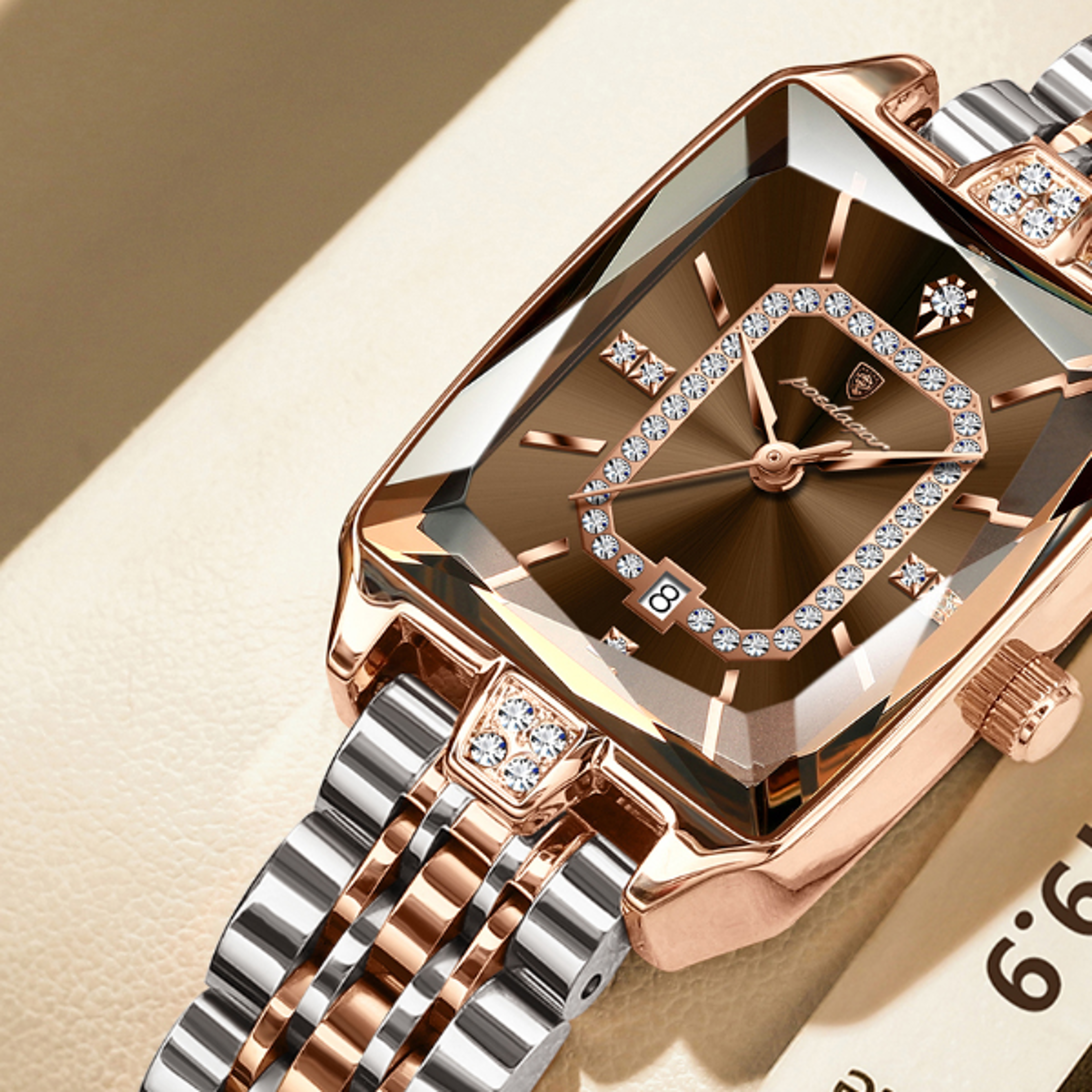 Elegant Waterproof Calendar Watch Stainless Steel Quartz Luxury Watch For Women 10