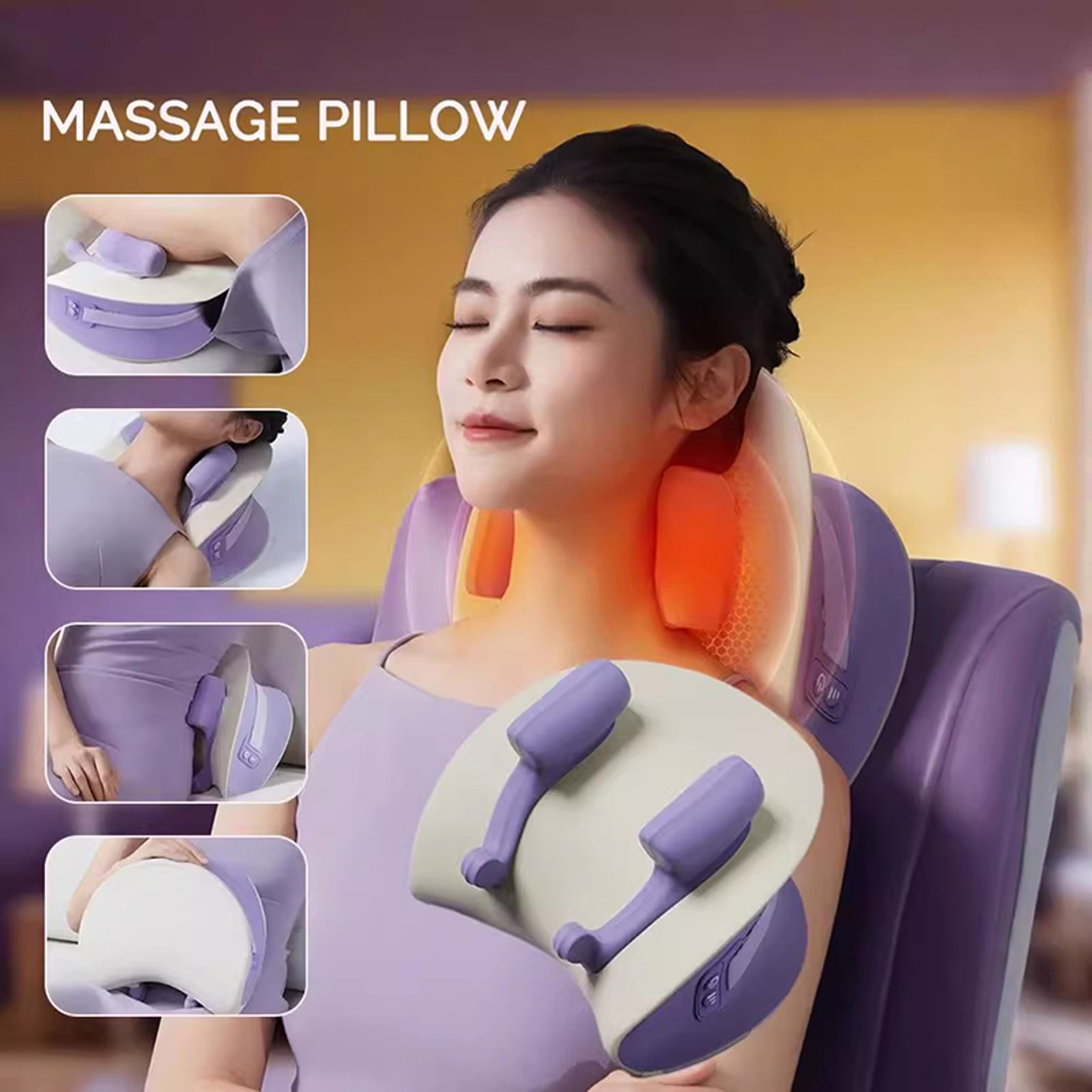 NEW Neck Cervical Massage Pillow Rechargeable, 6D Ergonomic Neck and Shoulder Massager, Knead Waist Leg Trapezius Massag – view 3
