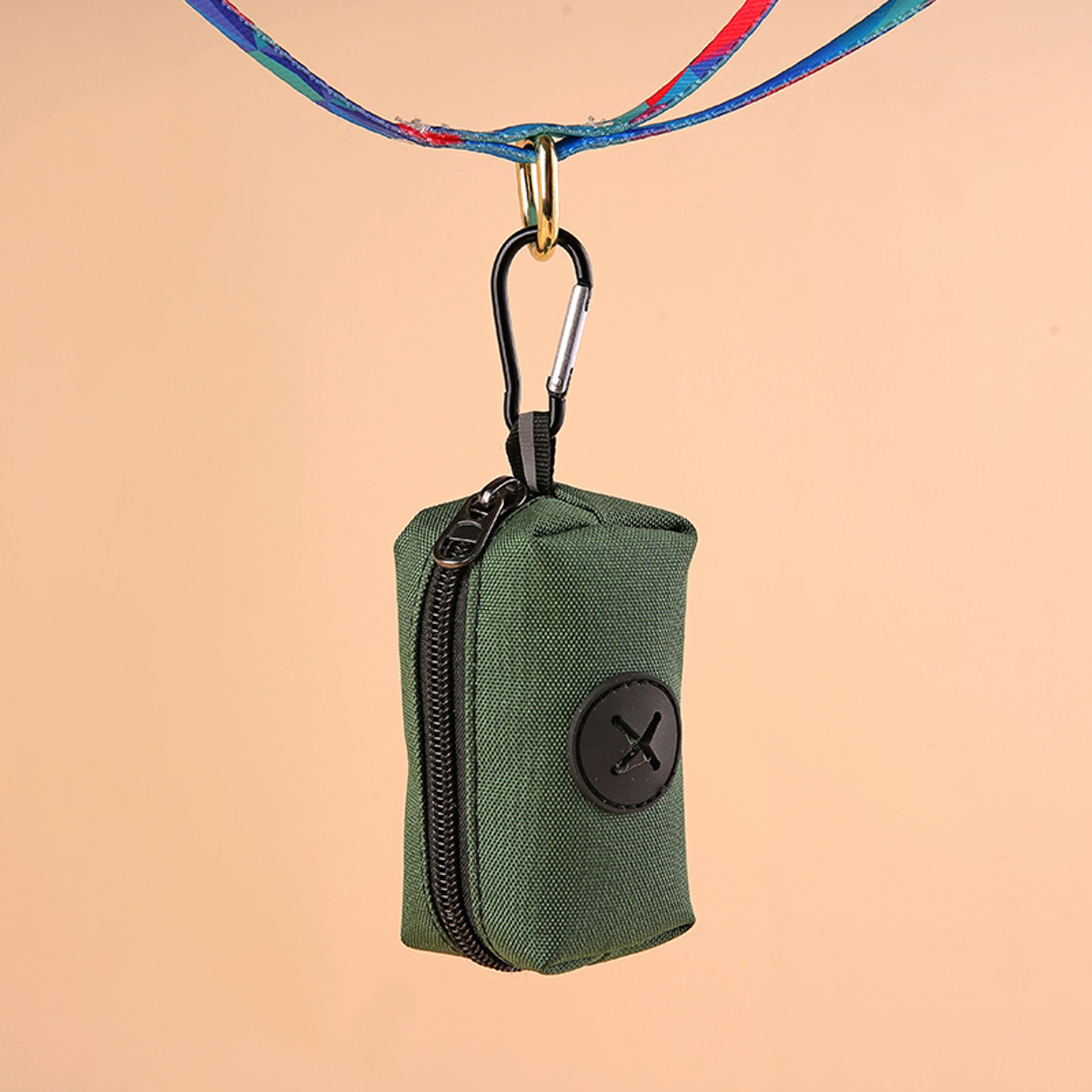 Outdoor Pet Waste Bag Dispenser with Carabiner Clip, Canvas Dog Poop Bag Holder – view 5