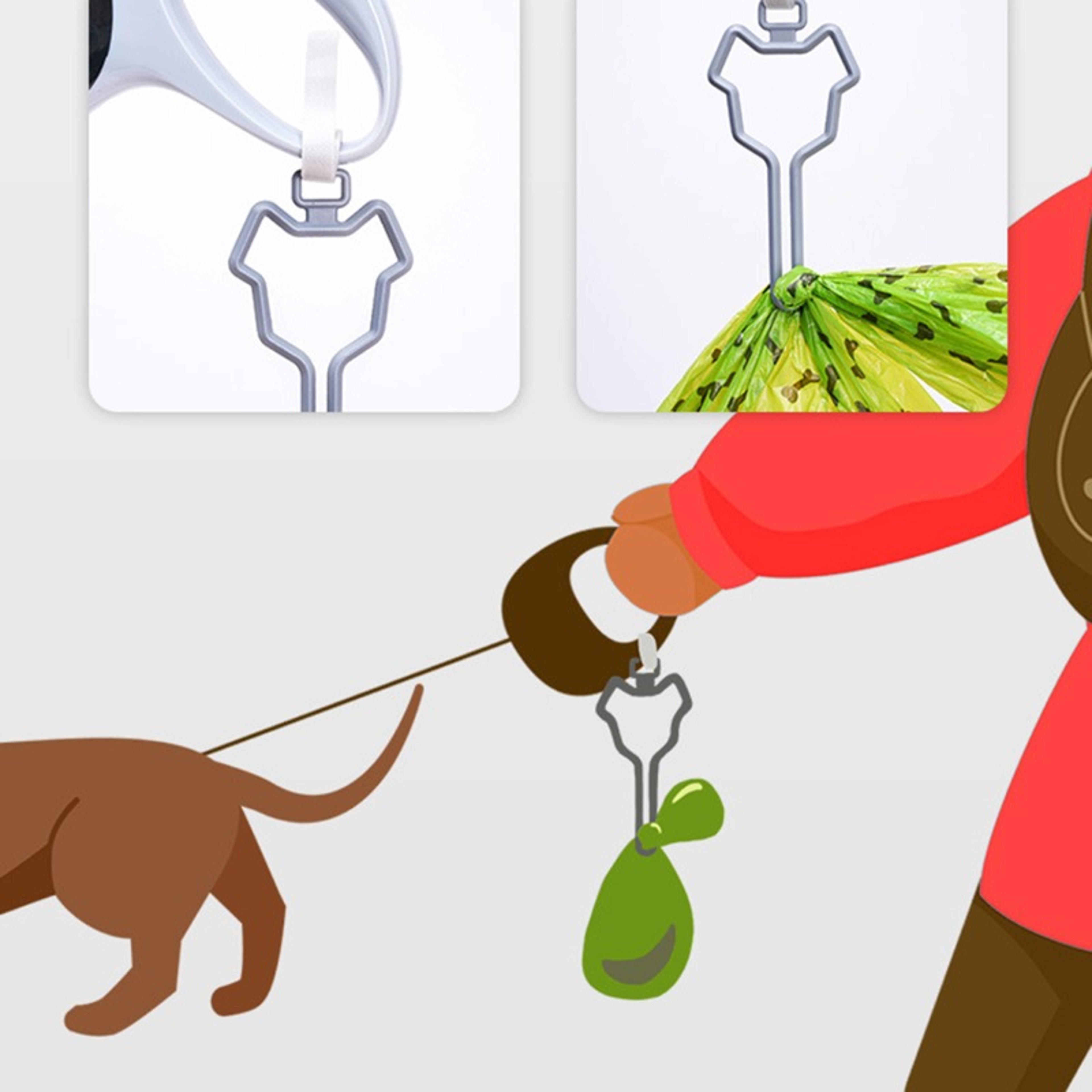 Outdoor Walking Dog Poop Bag Clip, Easy-to-Carry Pet Waste Carrier, Hands-Free Leash Dispenser – view 4