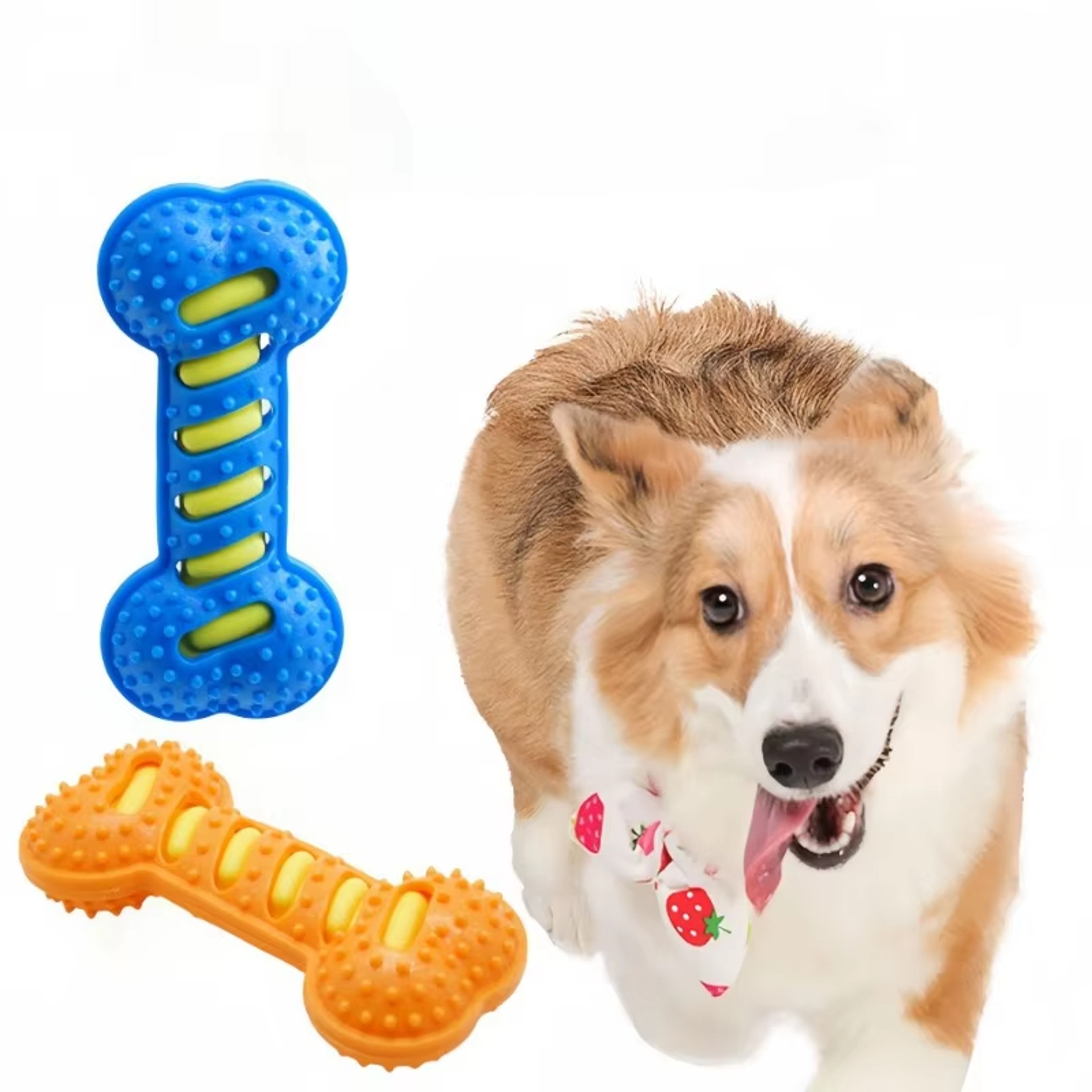 Interactive Dog Toys Squeaky, Pet Dog Chew Toys Rubber Bone Toy for Puppies – view 3