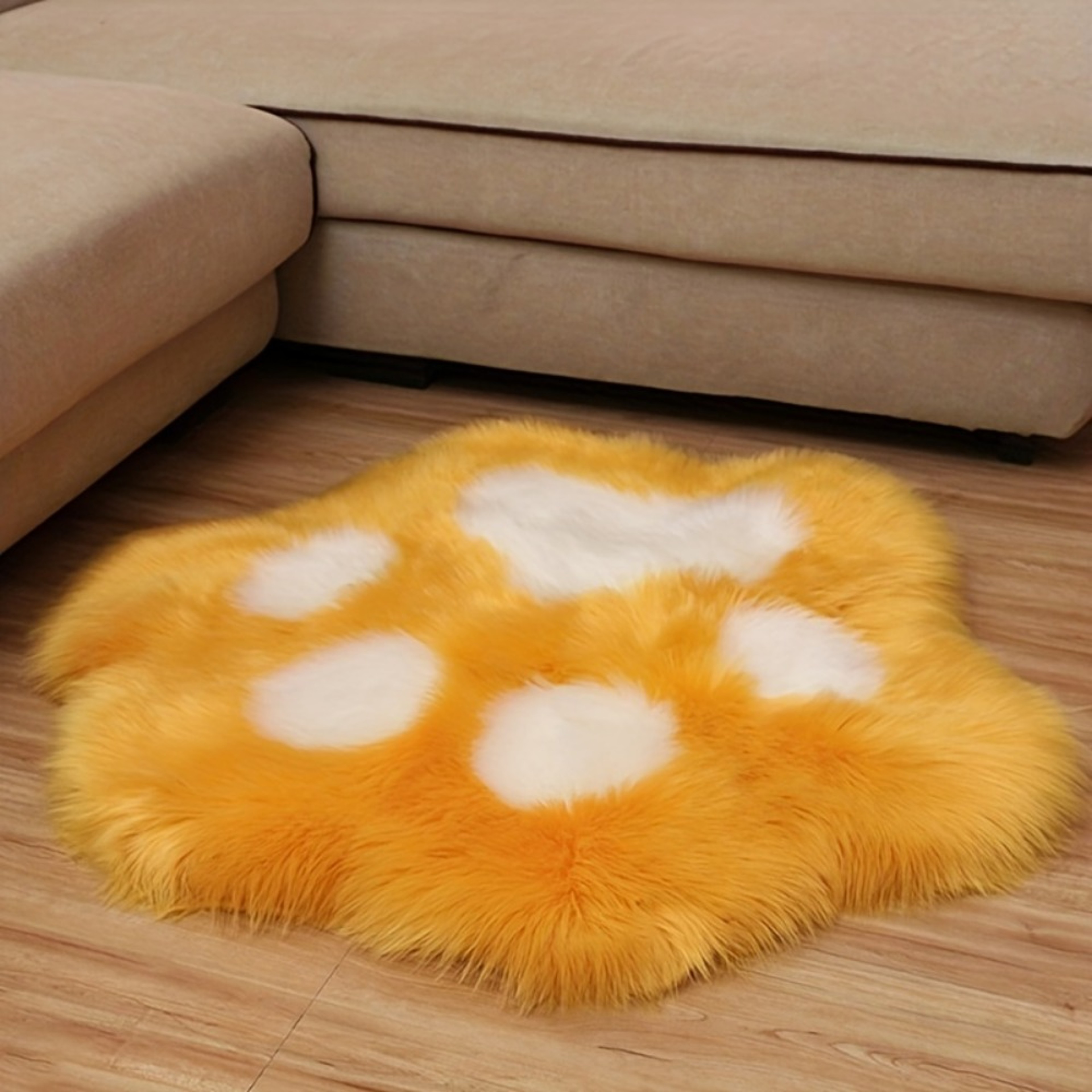 Cute Cat Paw Design Carpet, Soft Long Plush Decorative Floor Mat for Living Room, Bedroom Home Decor – view 11