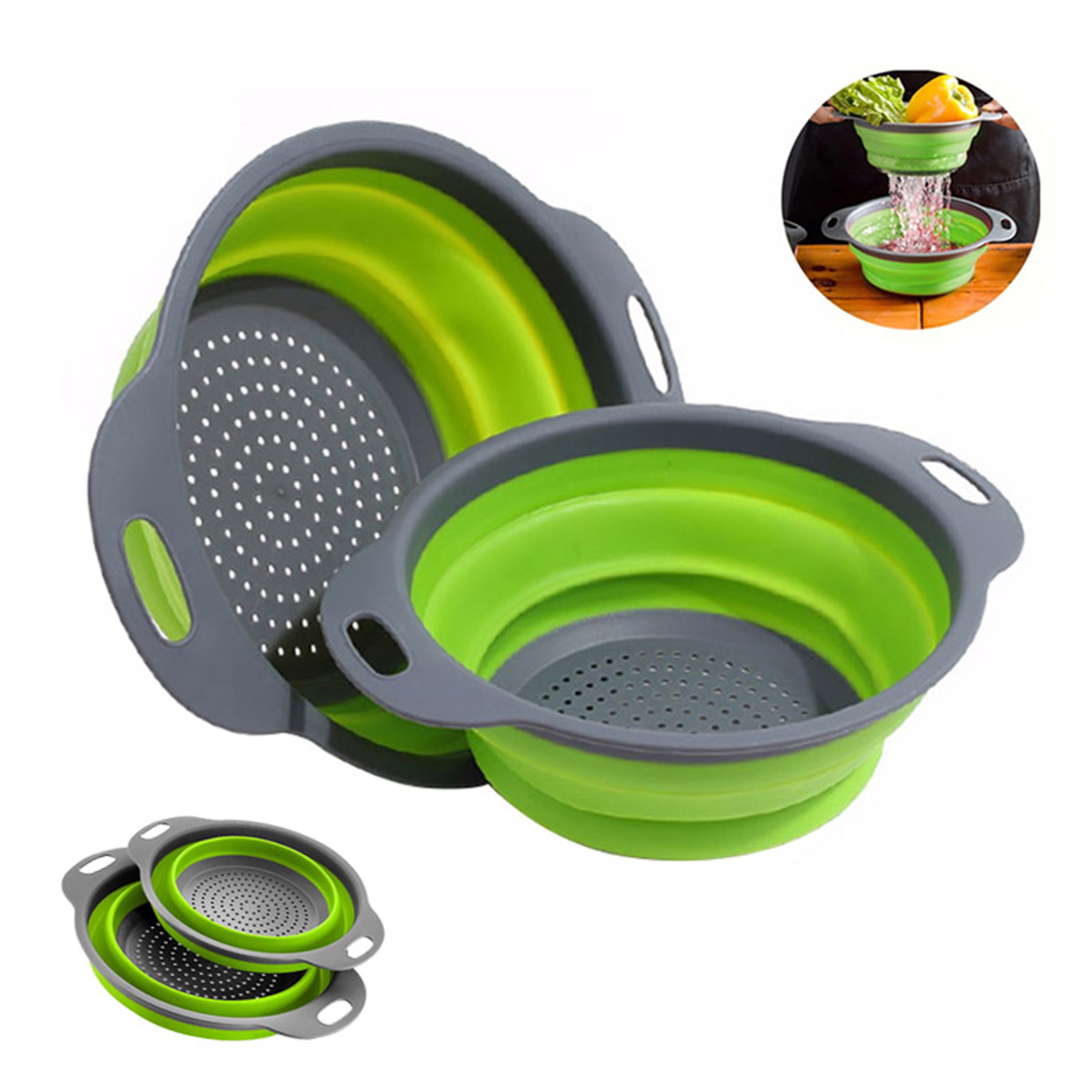Collapsible Kitchen Strainer Gadget For Washing Draining  Storing Produce MultiUse Silicone Colande 0