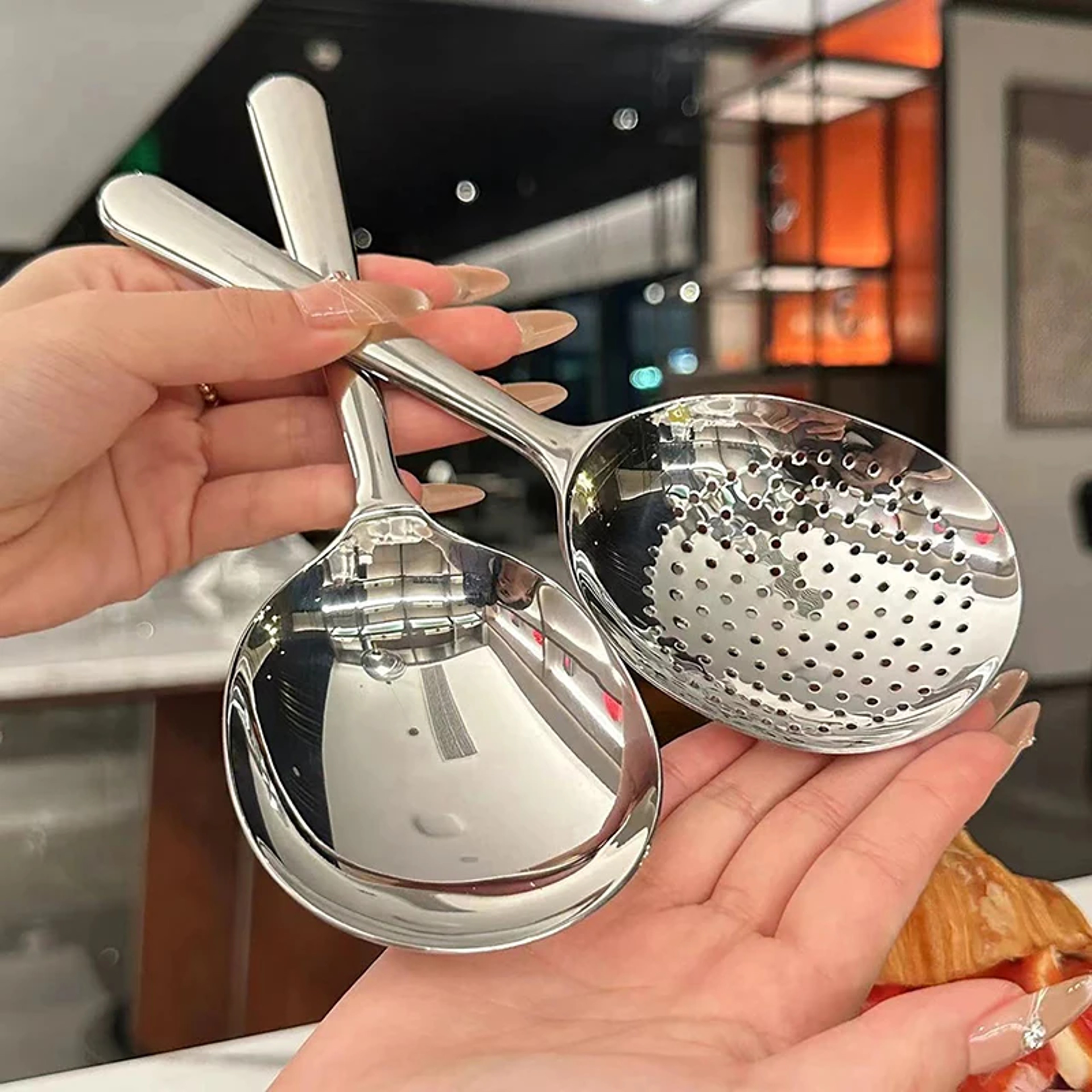 Large Size Dining Spoon Big Head Stainless Steel Round Spoon For Stirring Dessert Spoon Dishwasher  0