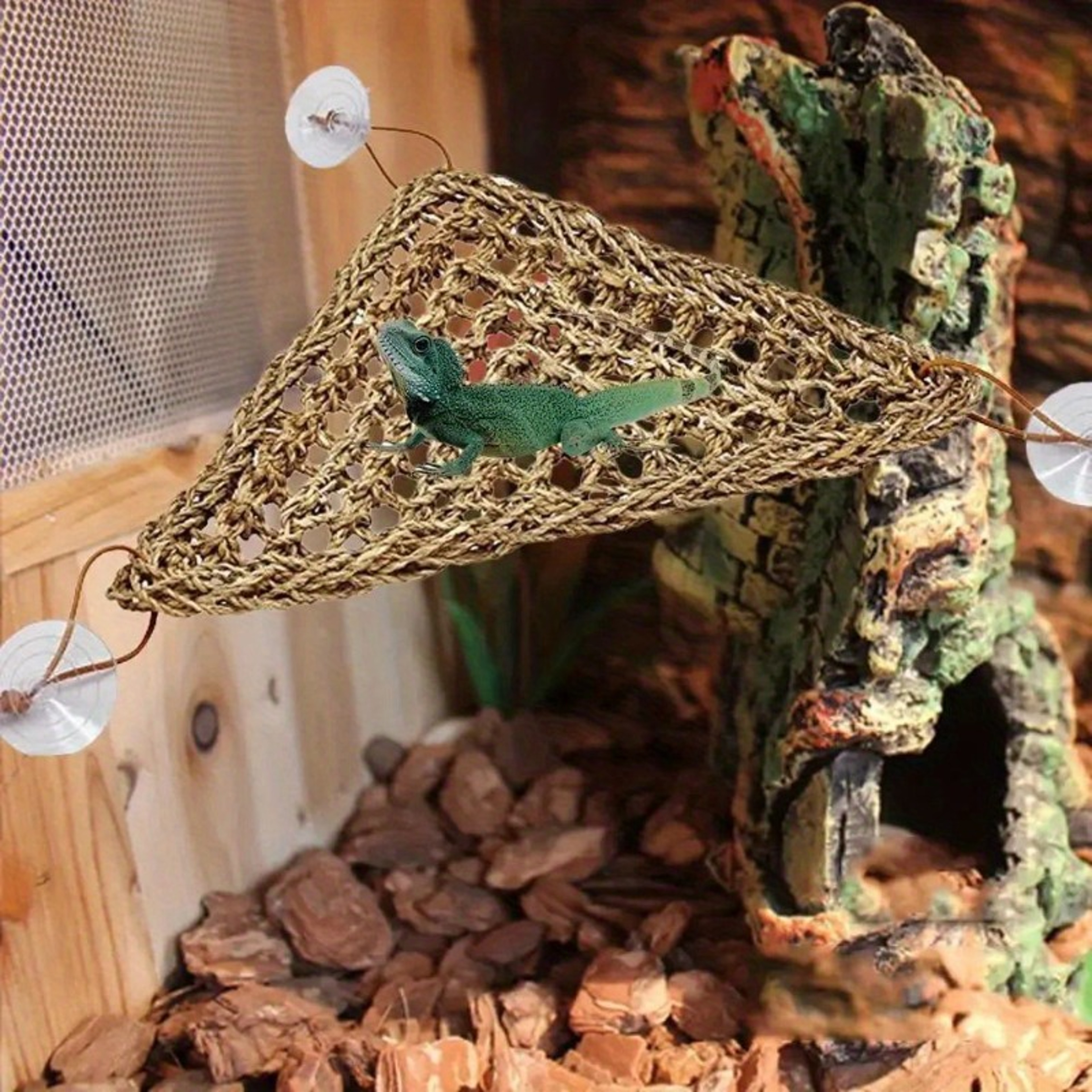 Hanging Seaweed Grass Mat Pet Bed Reptile Hamster Hammock Swing Lizard Reptile Toy For Small Pets 1