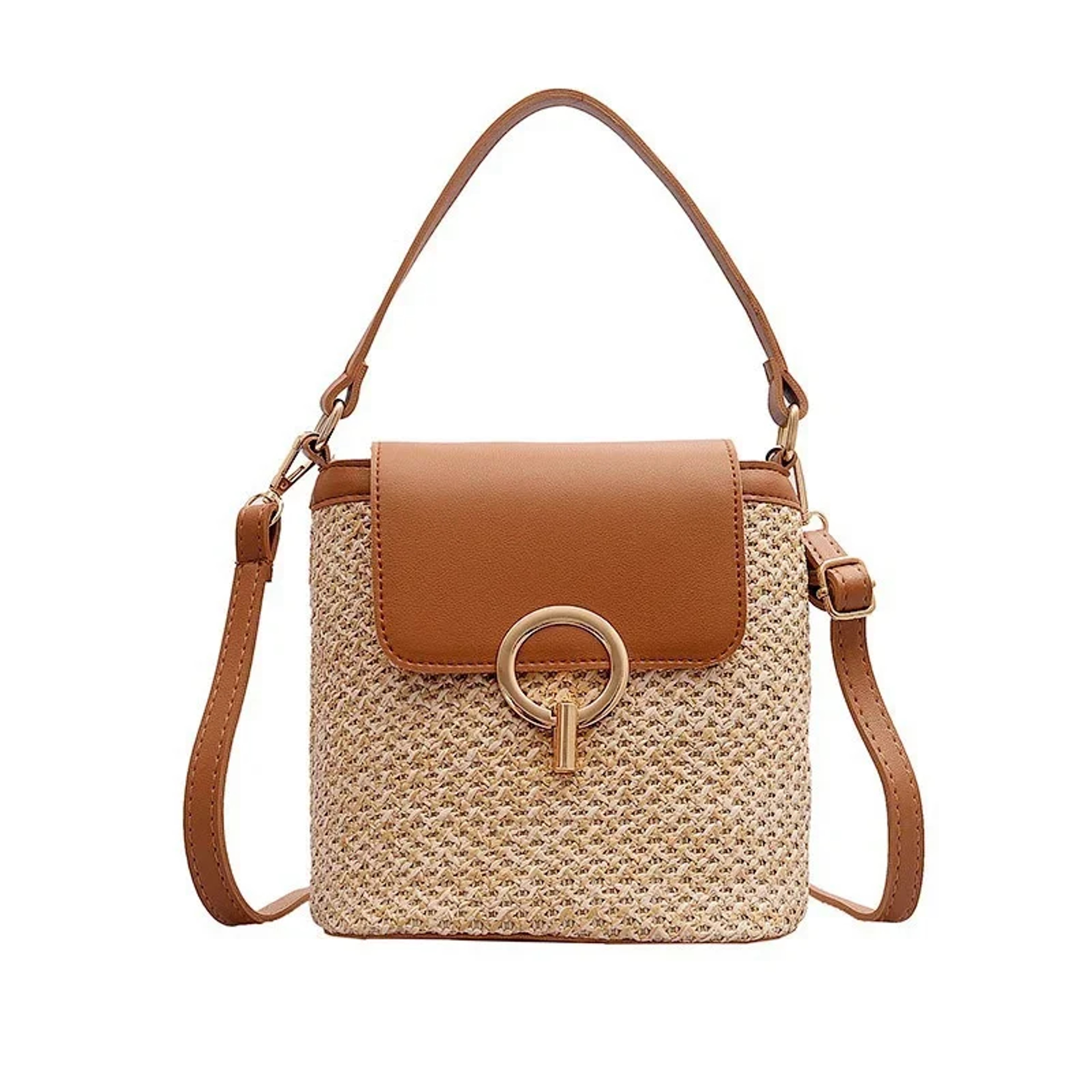 Korean Version Beach Vacation Woven Women's Bag, Fashion Handheld Crossbody Bucket Bag, Versatile Trendy Tote – view 5