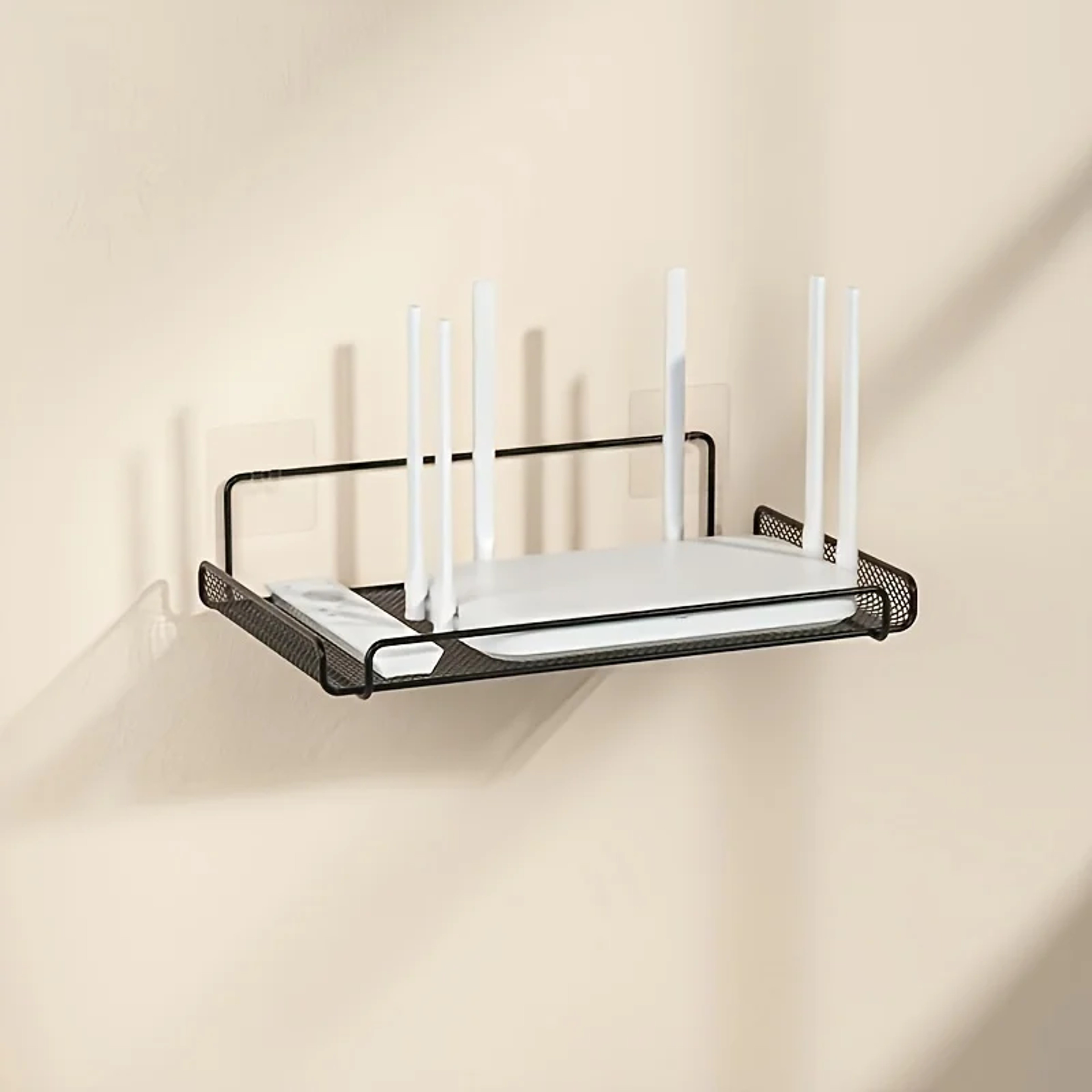 NoDrill Stainless Steel WallMounted Shelf SpaceSaving Organizer For TV Router Keys And Small Items  6