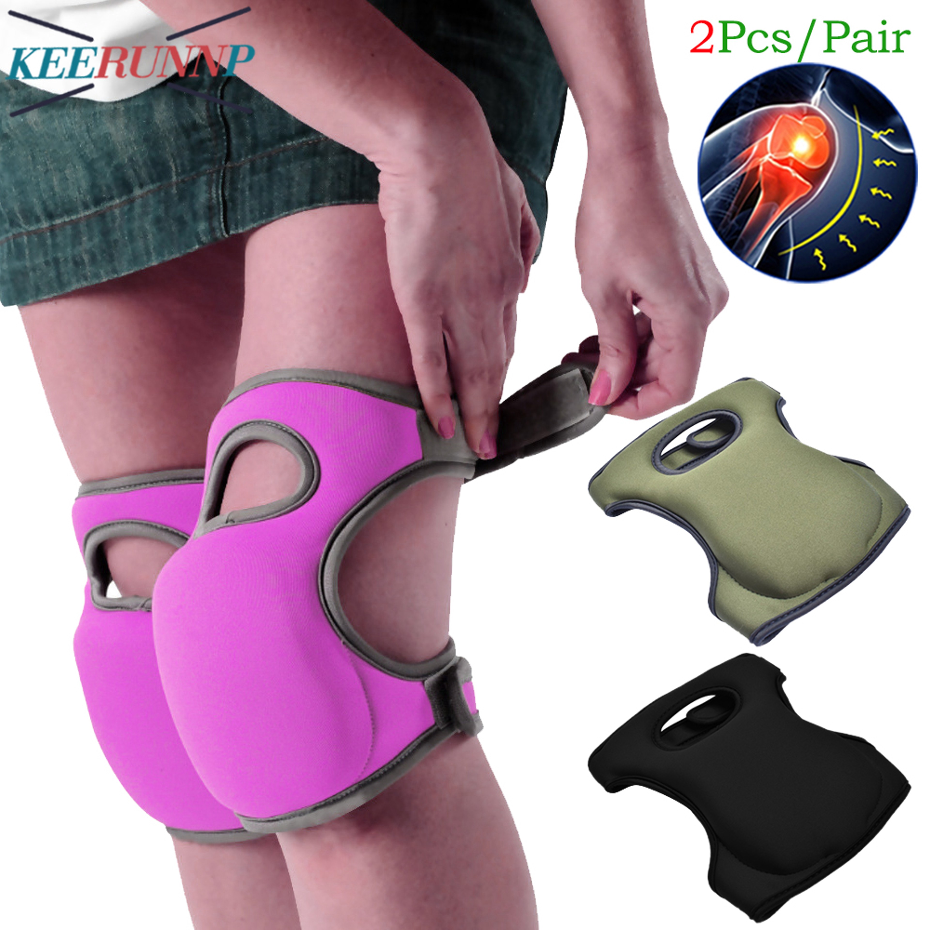 Strong Adjustable Straps Knee Pads with Non-Slip Thick Extra Foam Cushion for Gardening, Scrubbing Floors – view 1