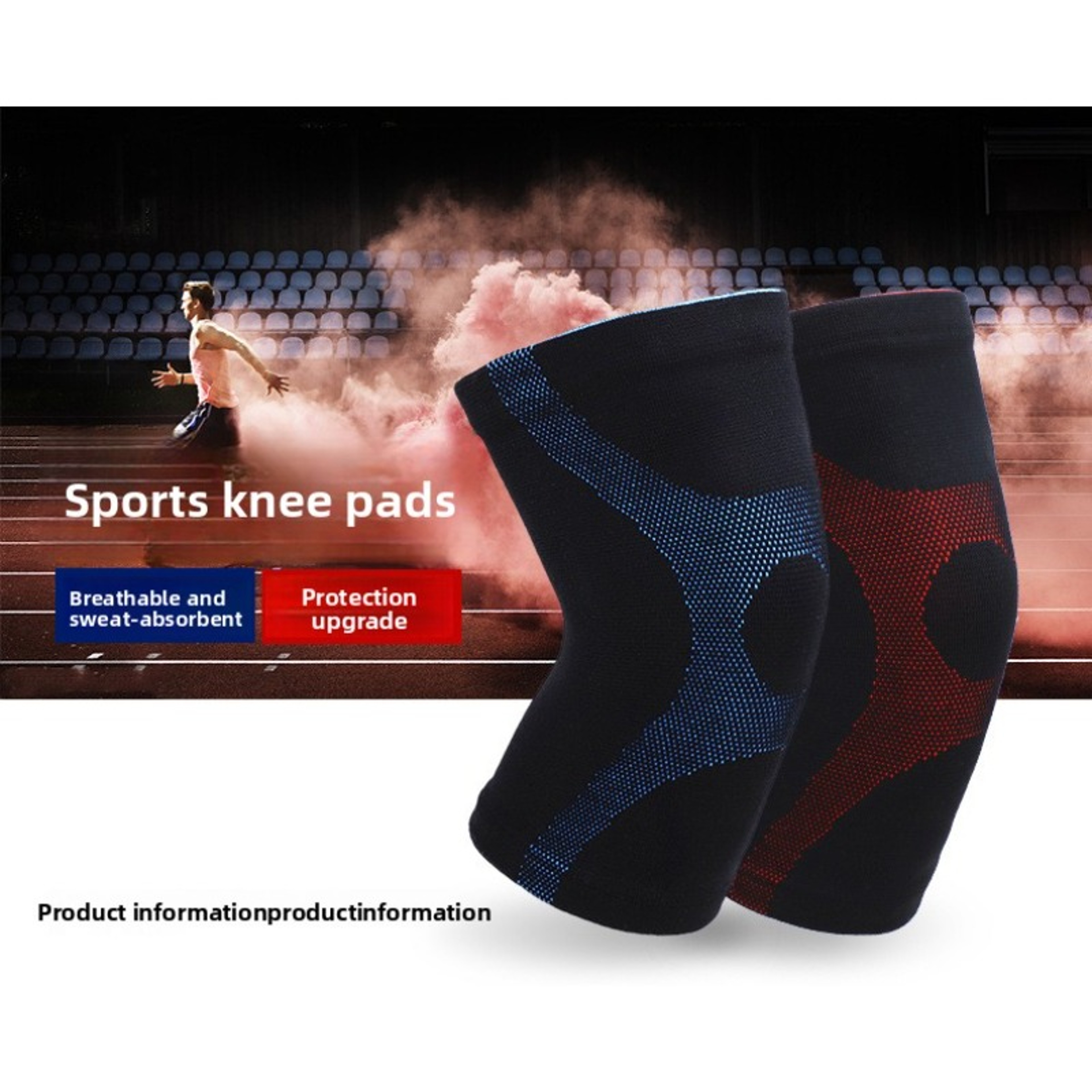 Breathable Sports Nylon 3D HighElastic Knitted Knee Pads Warm And SweatAbsorbing For Running 5