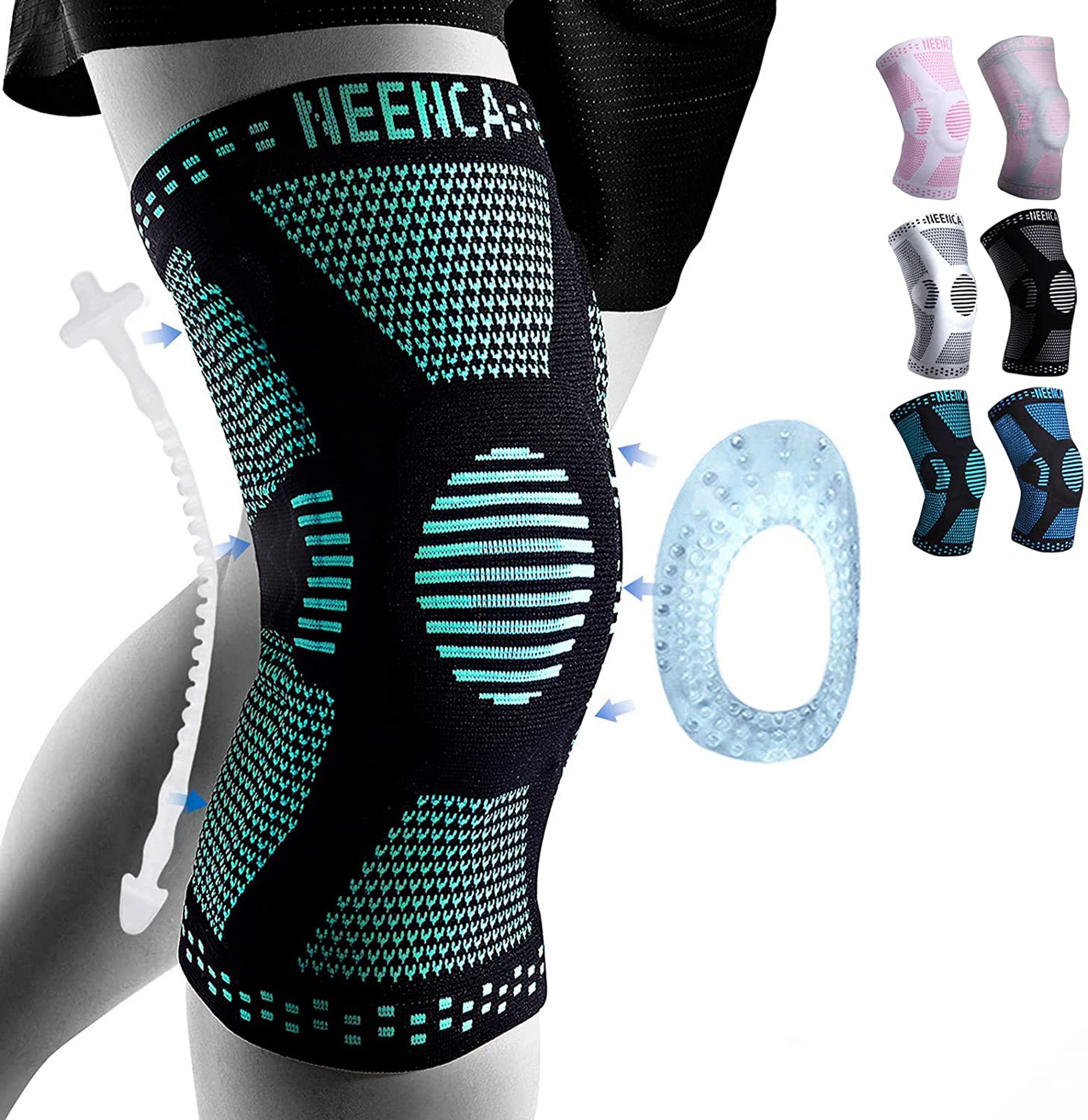 Knee Support Copper Brace With Gel Pad  Side Stabilizers Sport Arthritis Joint Pain Relief 9