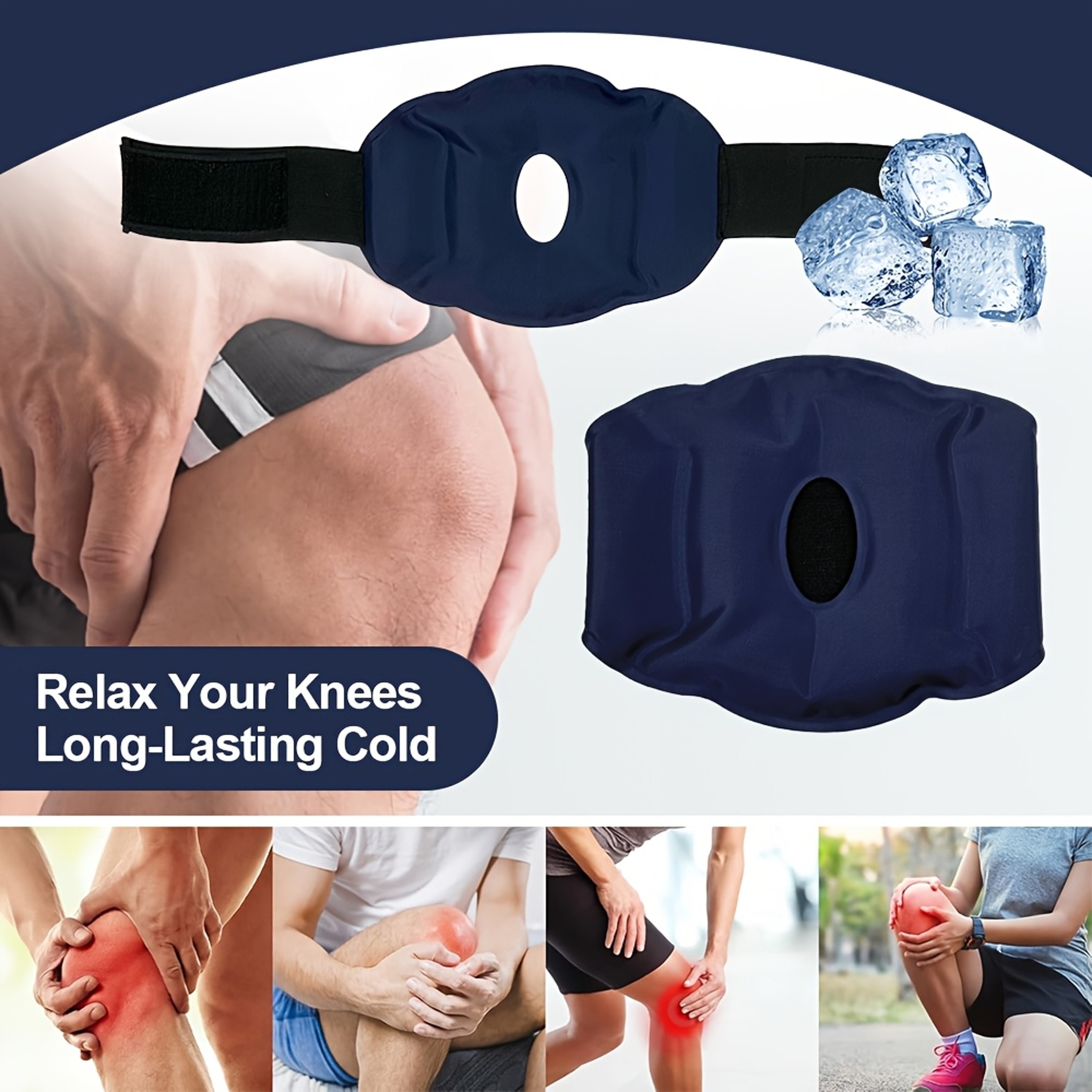 Adjustable Cold Compress Cold Therapy Reusable Knee Ice Pack Wrap Gel Pads For Pain Relief Sports I 2