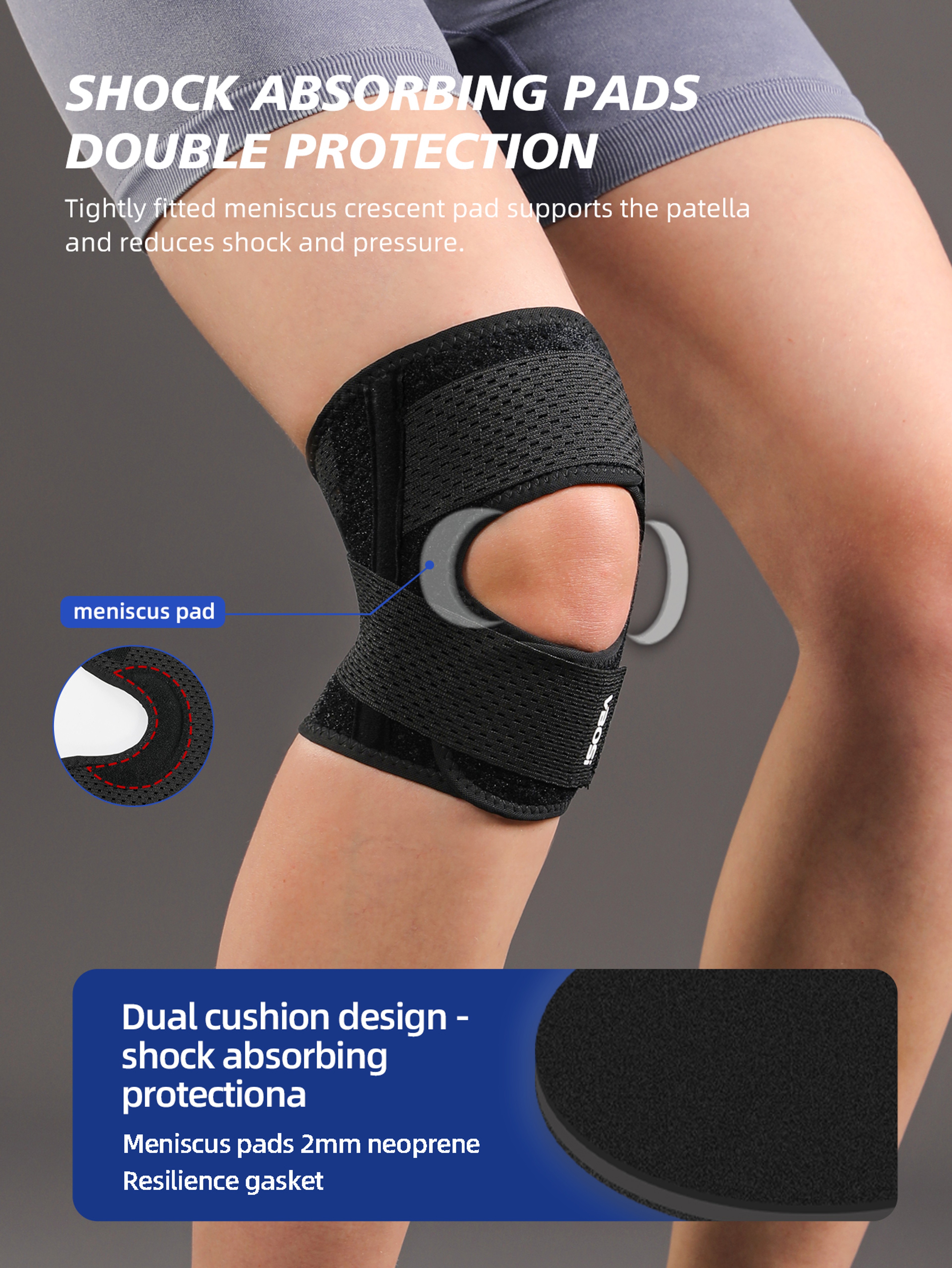 Lightweight Knee Support, Women Men Adjustable Breathable, Spring Stays for Basketball Running – view 2