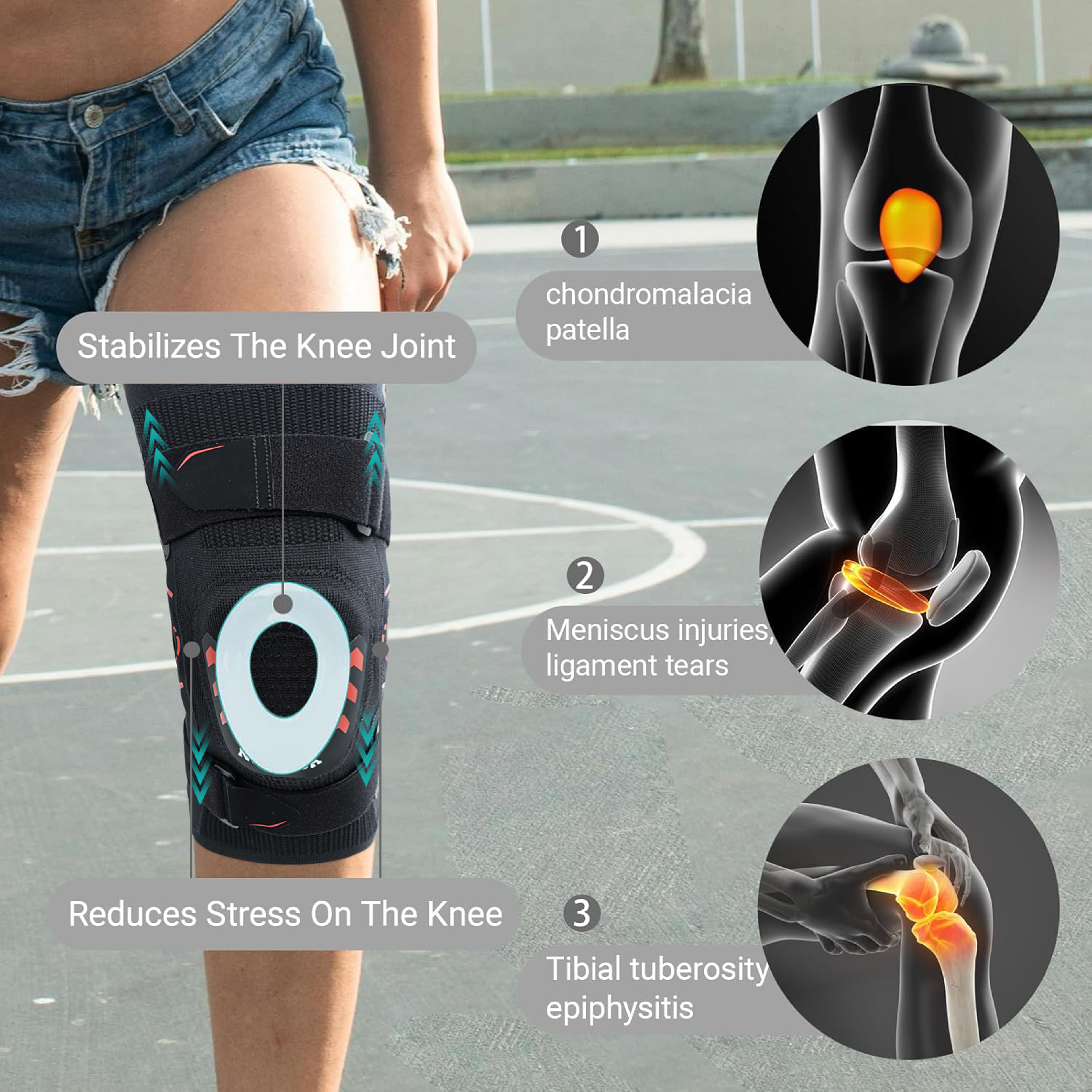 3D Knitted Knee Sleeve For Men  Women Hinged Patella Support For Arthritis Meniscus Tear Pain Relie 1
