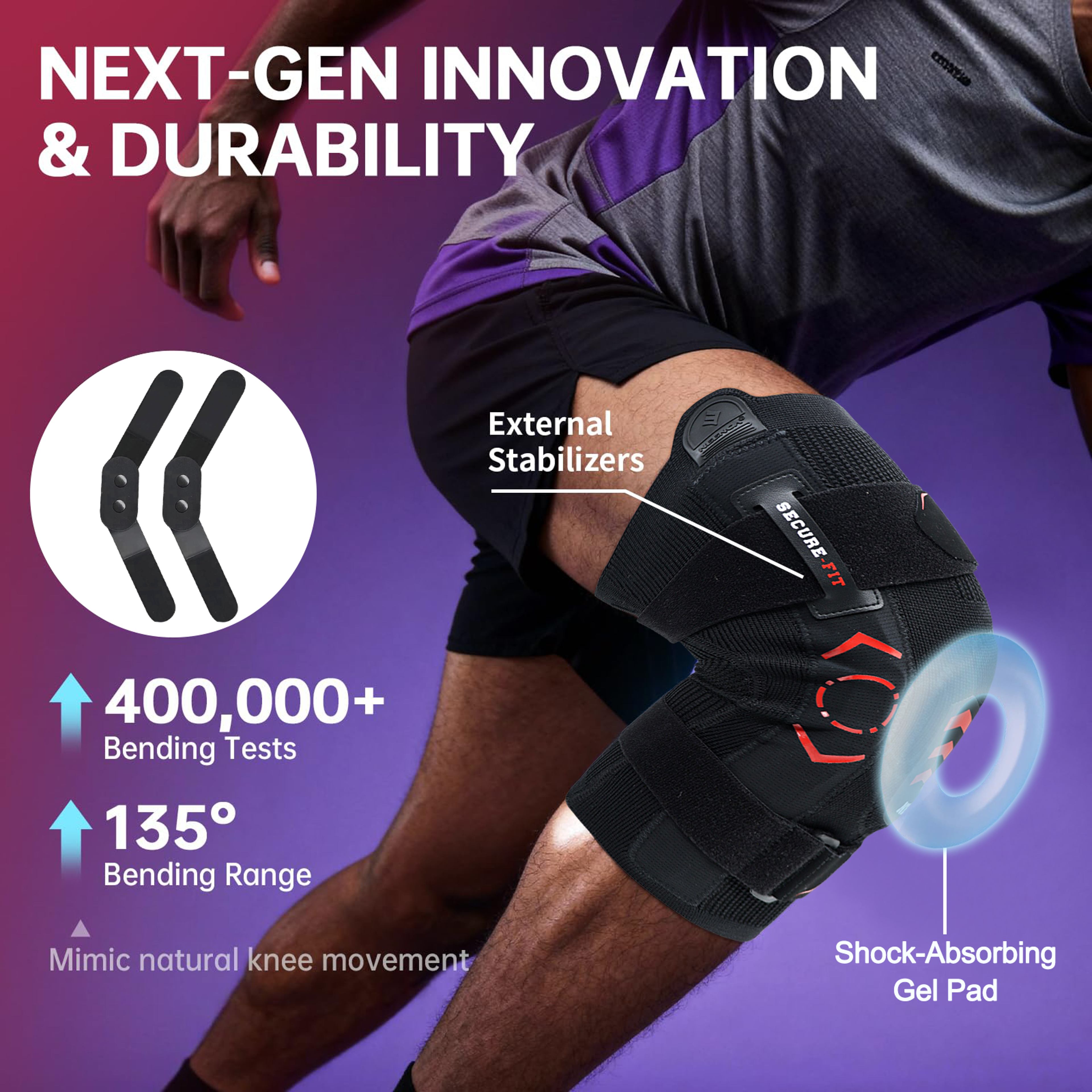 3D Knitted Knee Sleeve For Men  Women Hinged Patella Support For Arthritis Meniscus Tear Pain Relie 3