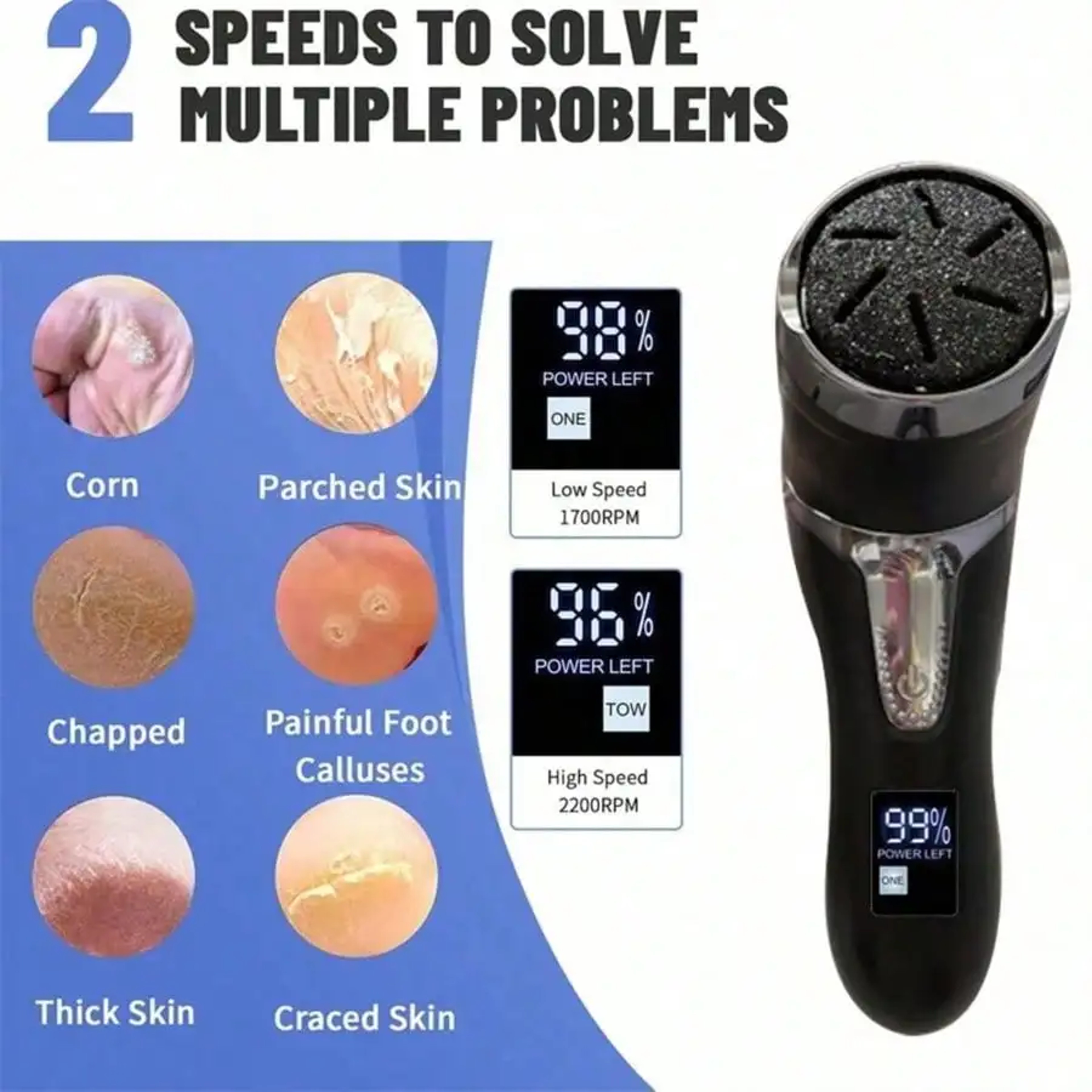 USB Charging Electric Foot Pedicure Device LCD Display Dust Collector For Callus Removing And Exfol 1