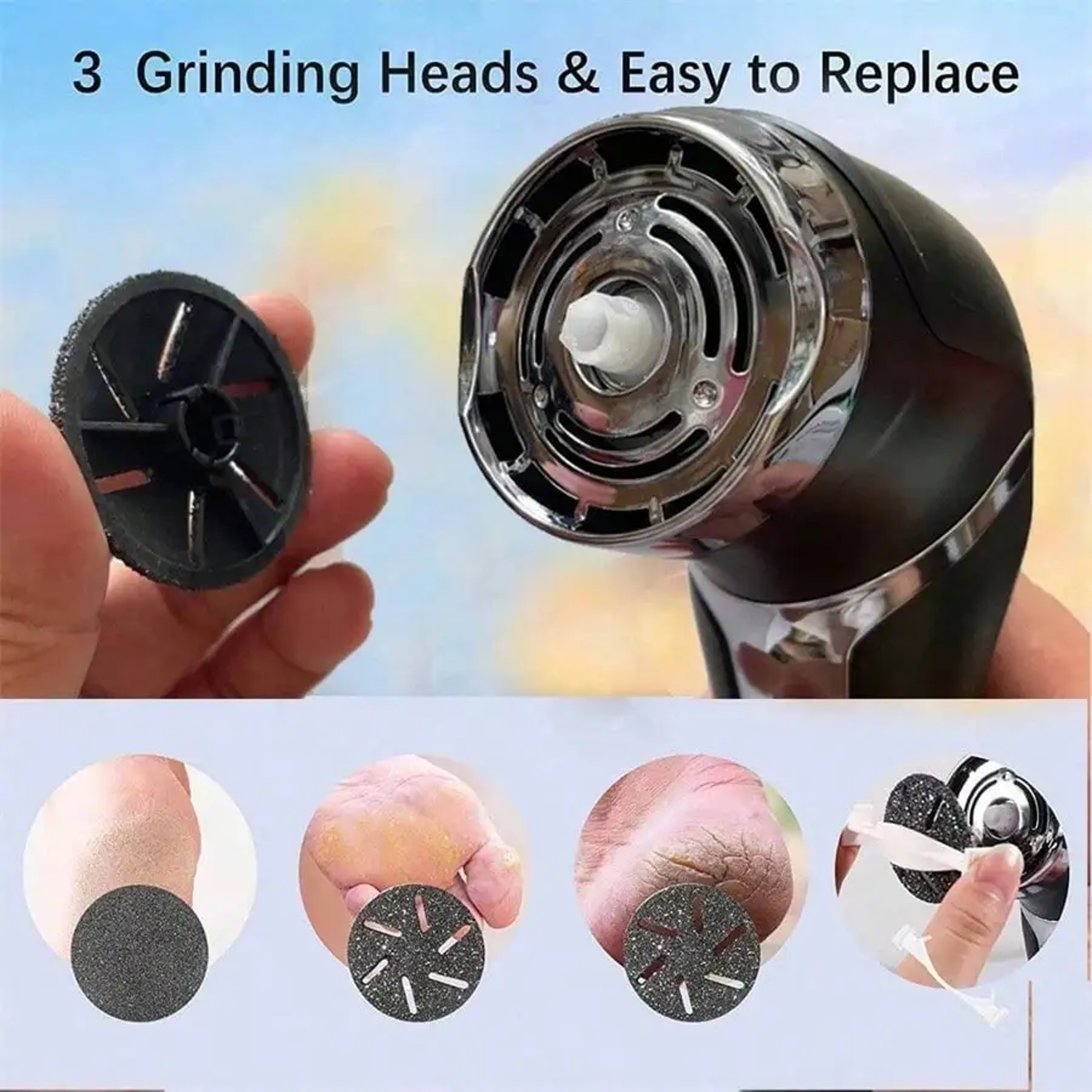 USB Charging Electric Foot Pedicure Device LCD Display Dust Collector For Callus Removing And Exfol 3