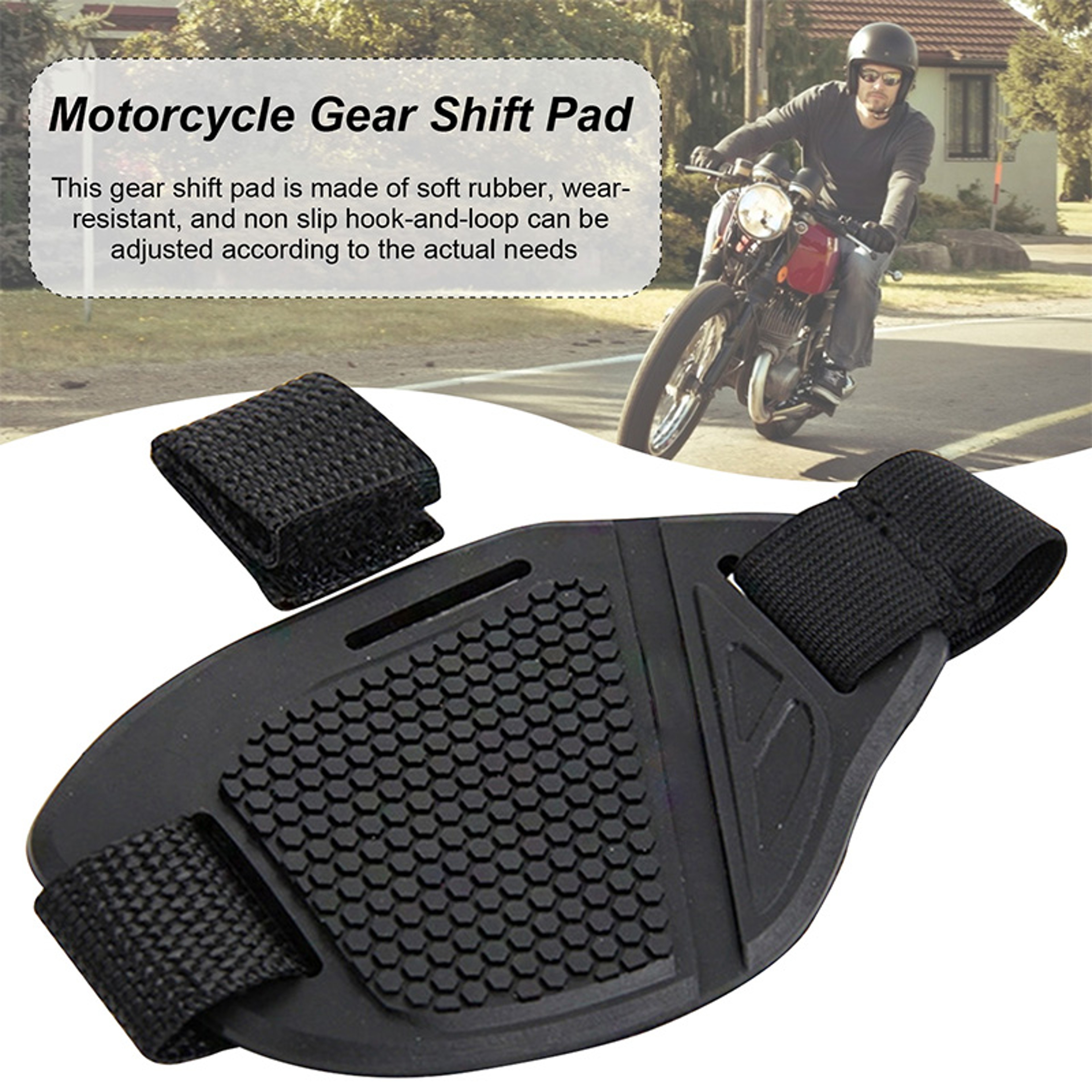 Durable Motorcycle Shift Pad Cover, Adjustable Shifter Shield & Anti-Slip Rubber Boot for Shoe Protection – view 1