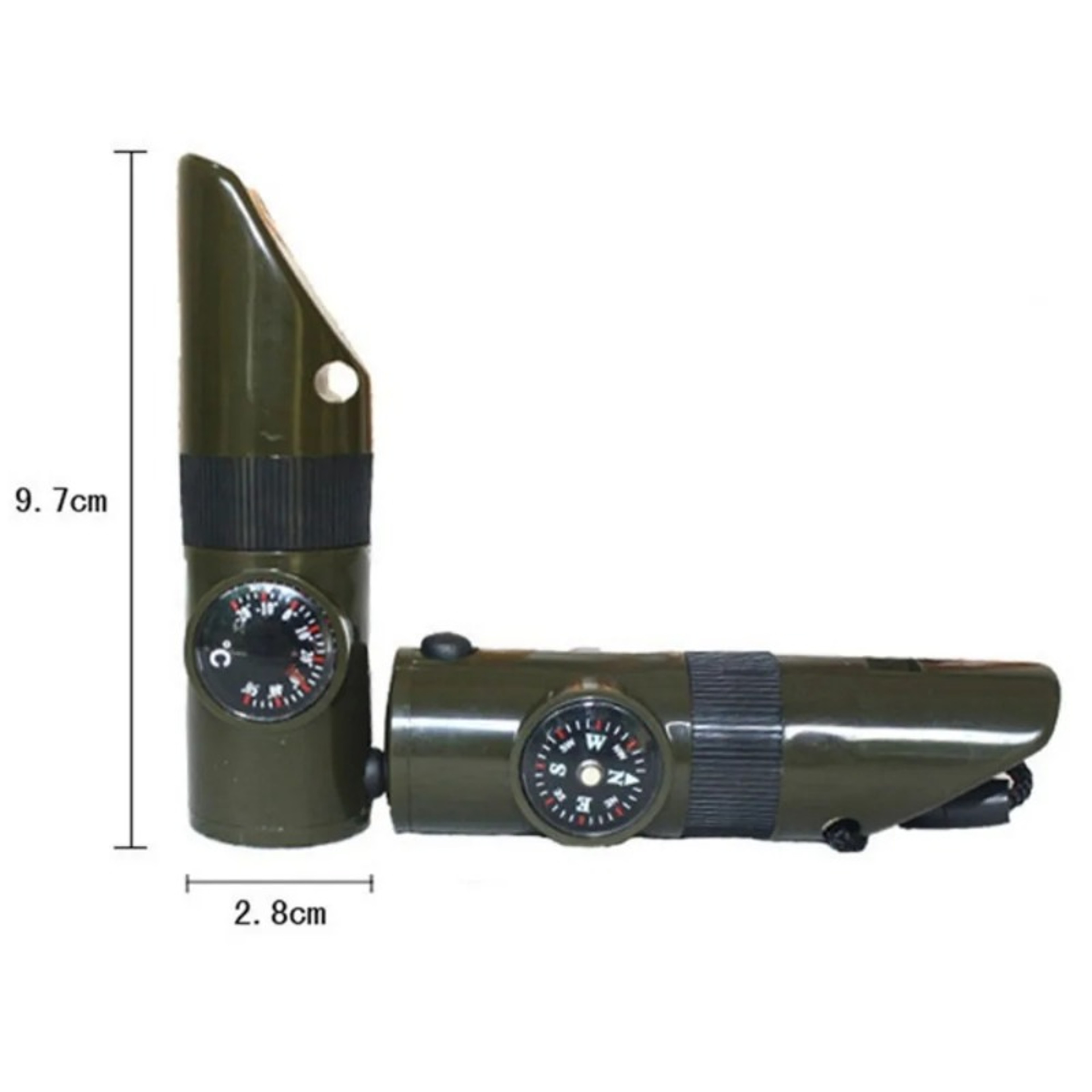 Hiking Whistle with Compass Mirror, LED Flashlight, Magnifier, Thermometer, Survival Tool – view 5