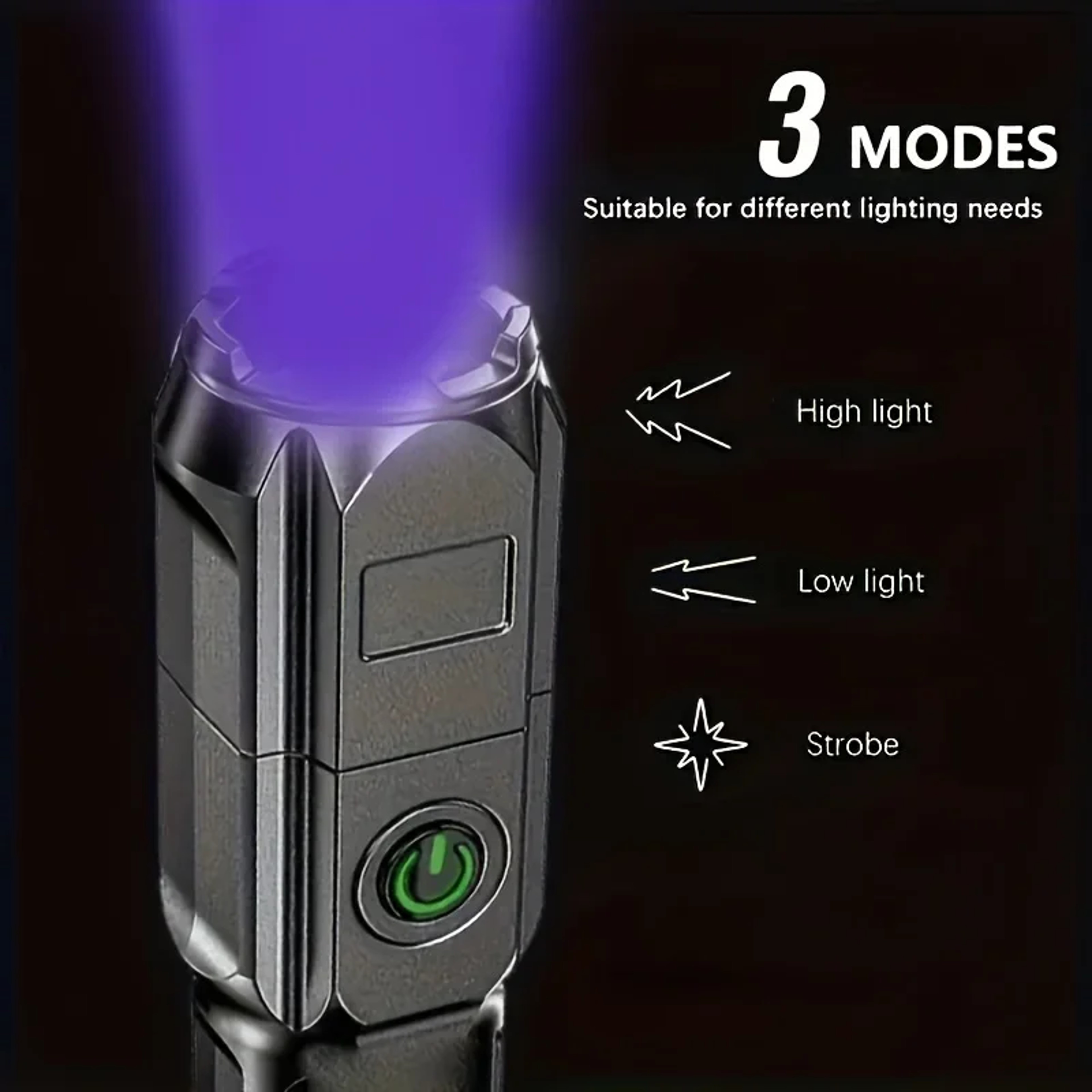 UV Flashlight Portable Zoomable Torch 3 Modes ABS For Pet Stains Fluorescent Detection Ideal For Ca 1