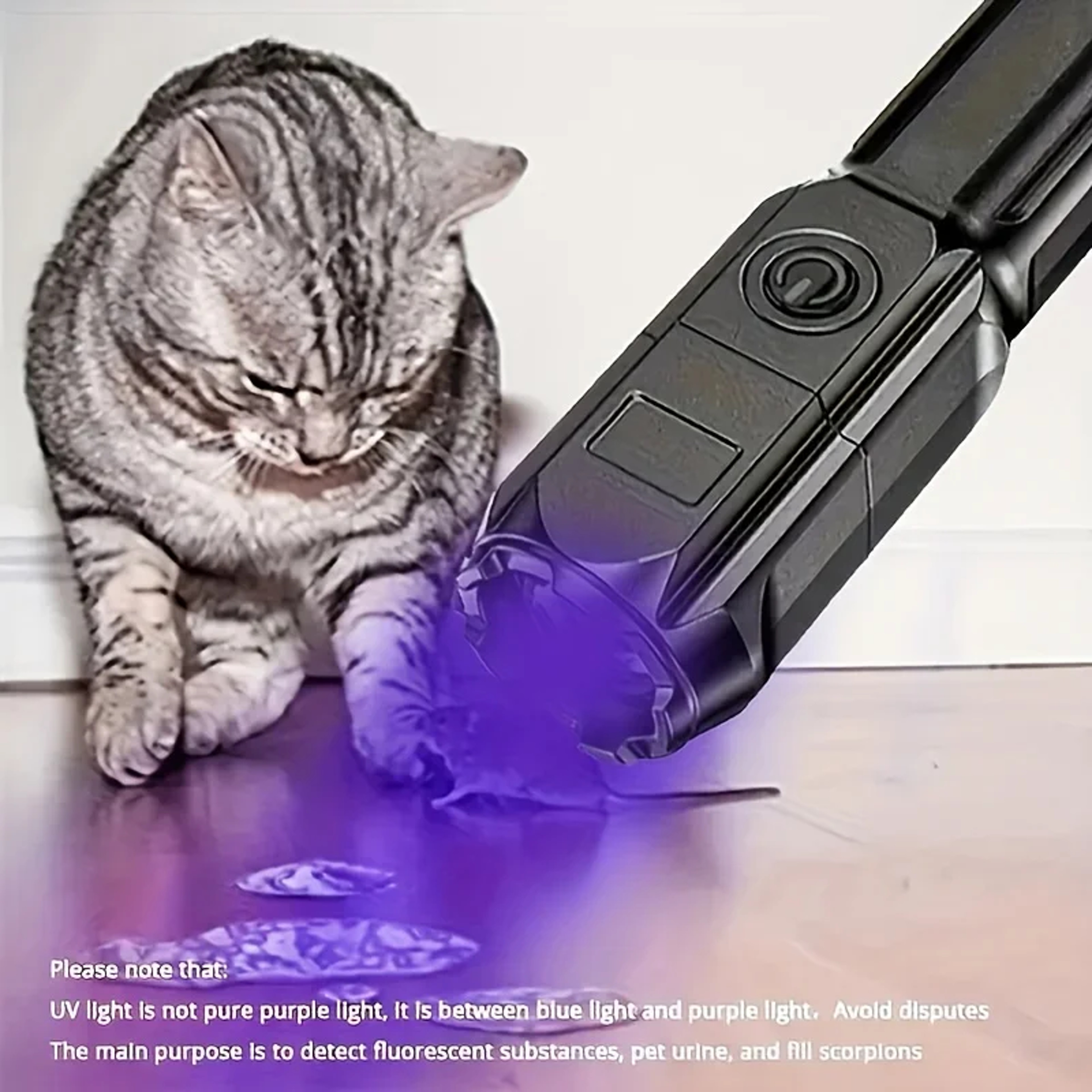 UV Flashlight Portable Zoomable Torch 3 Modes ABS For Pet Stains Fluorescent Detection Ideal For Ca 2
