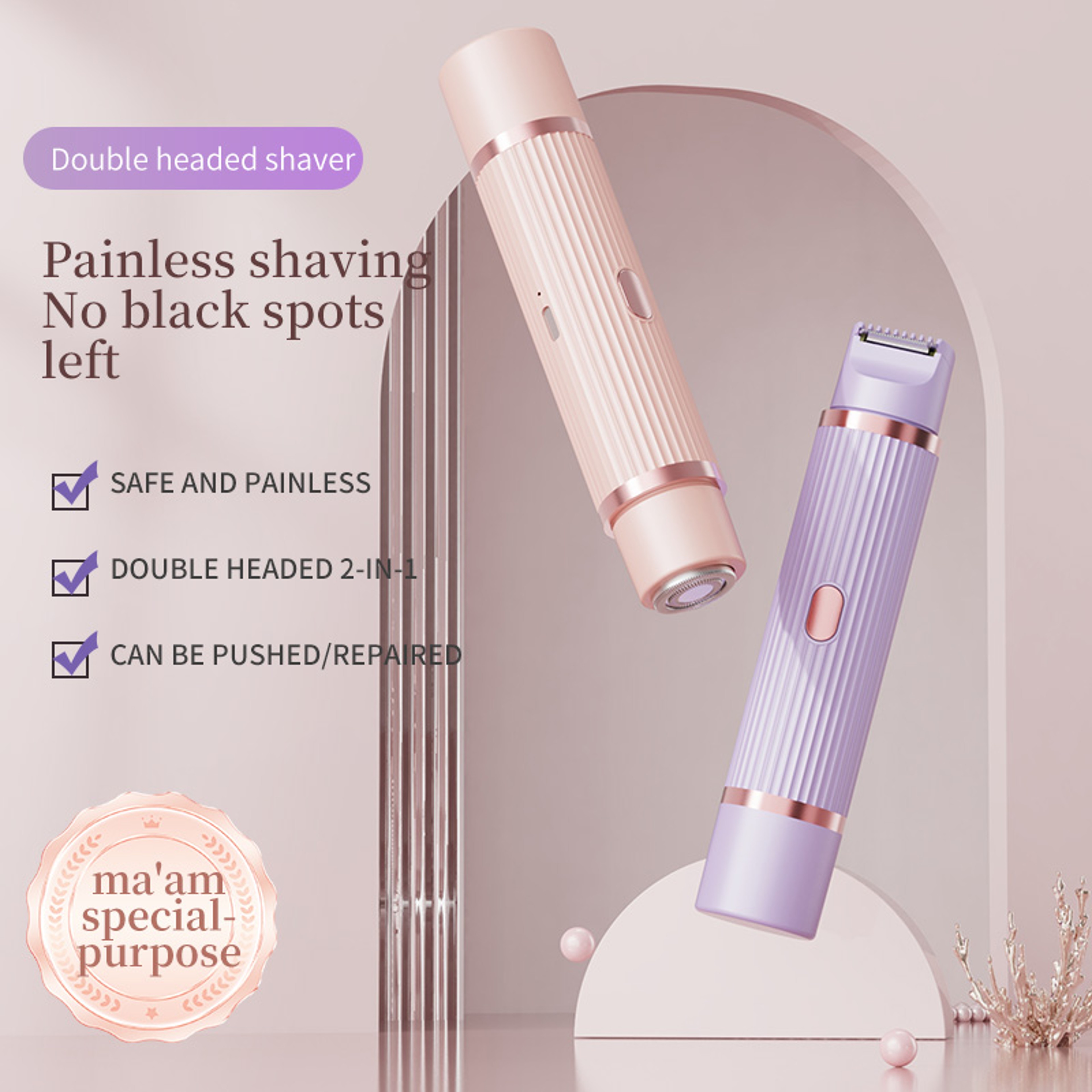 Electric 2in1 Hair Trimmer Shaver for Men and Women, Portable Hair Removal Tool – view 1