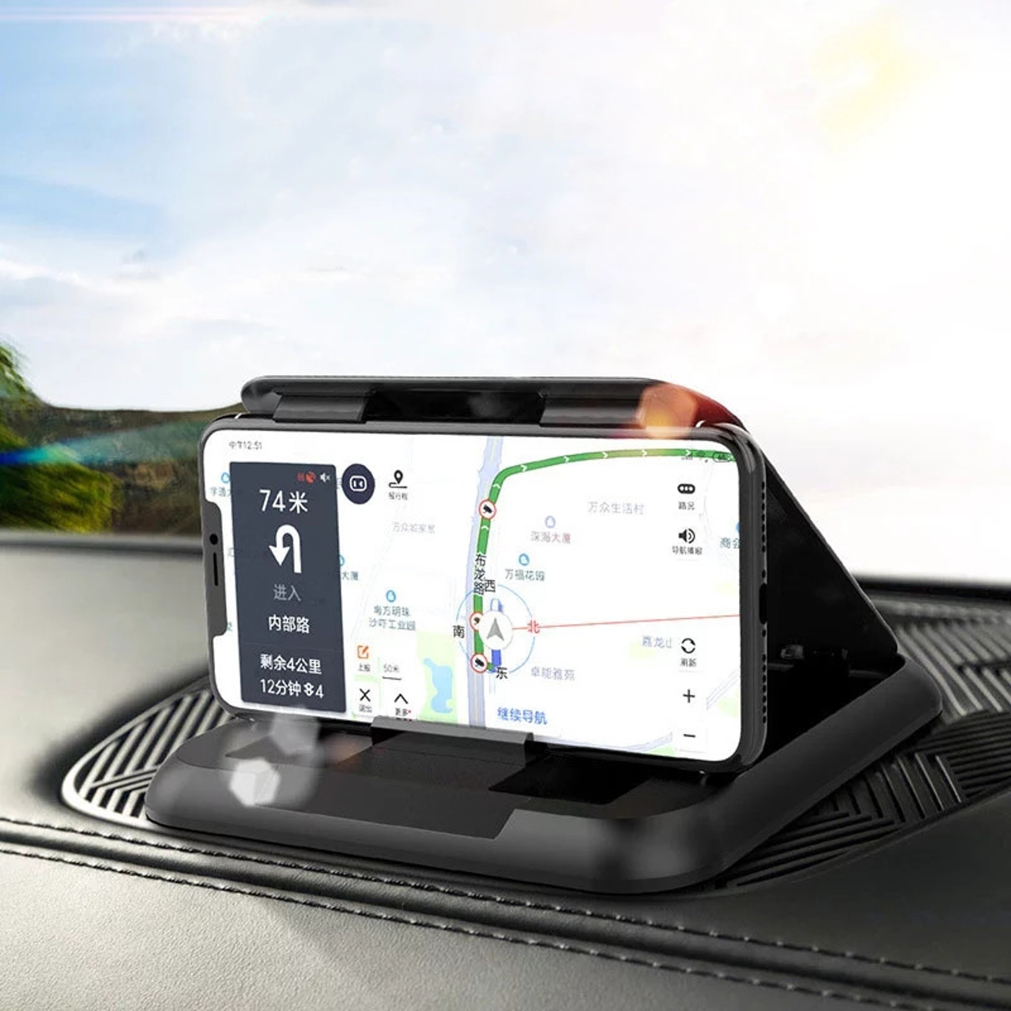 Car Phone Holder for Dashboard, Adjustable Smartphone Mount with Silicone Suction Pad – view 3