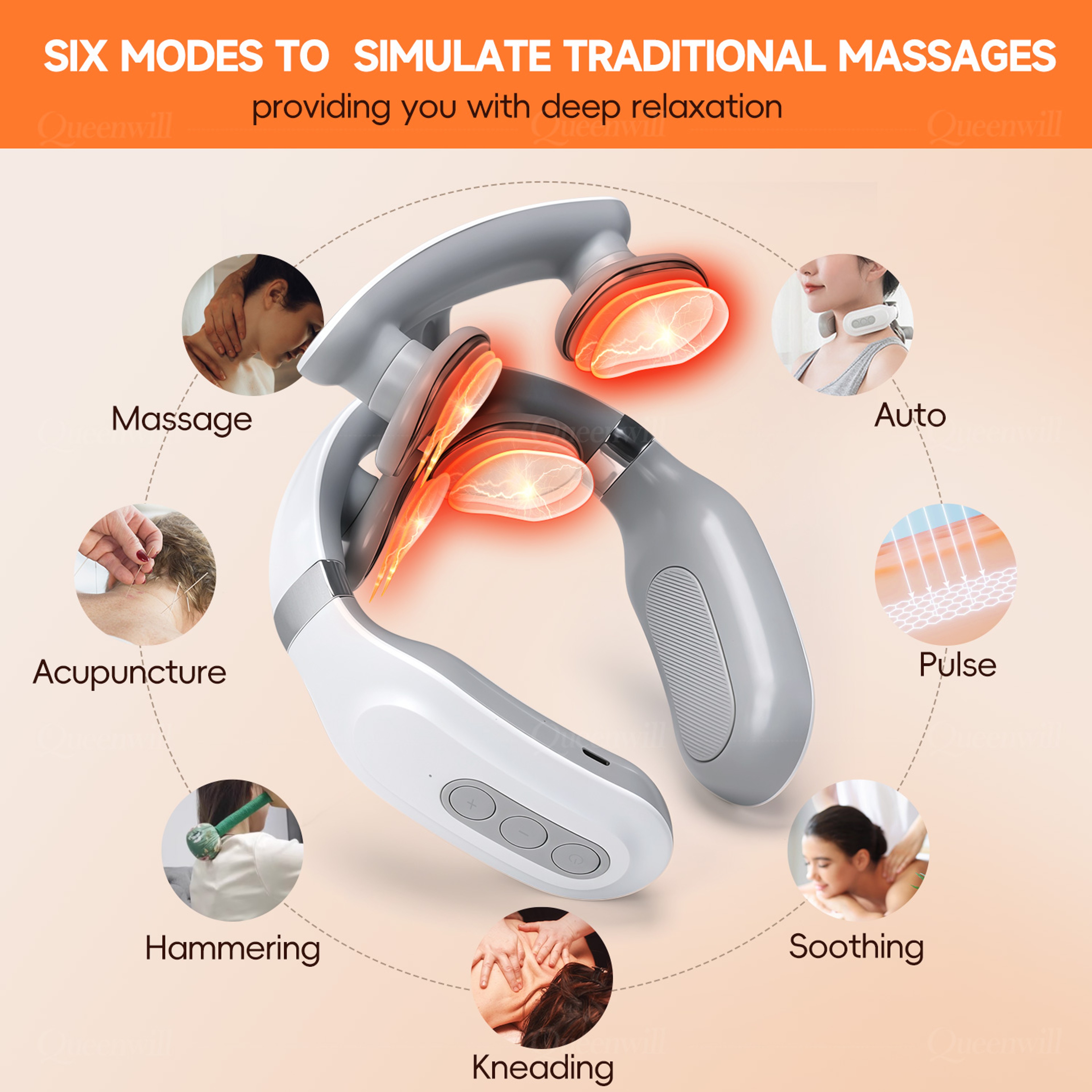 Portable Smart Neck and Shoulder Massager, 6 Modes, 16 Levels, USB Rechargeable, Ideal Gift for Men & Women – view 2