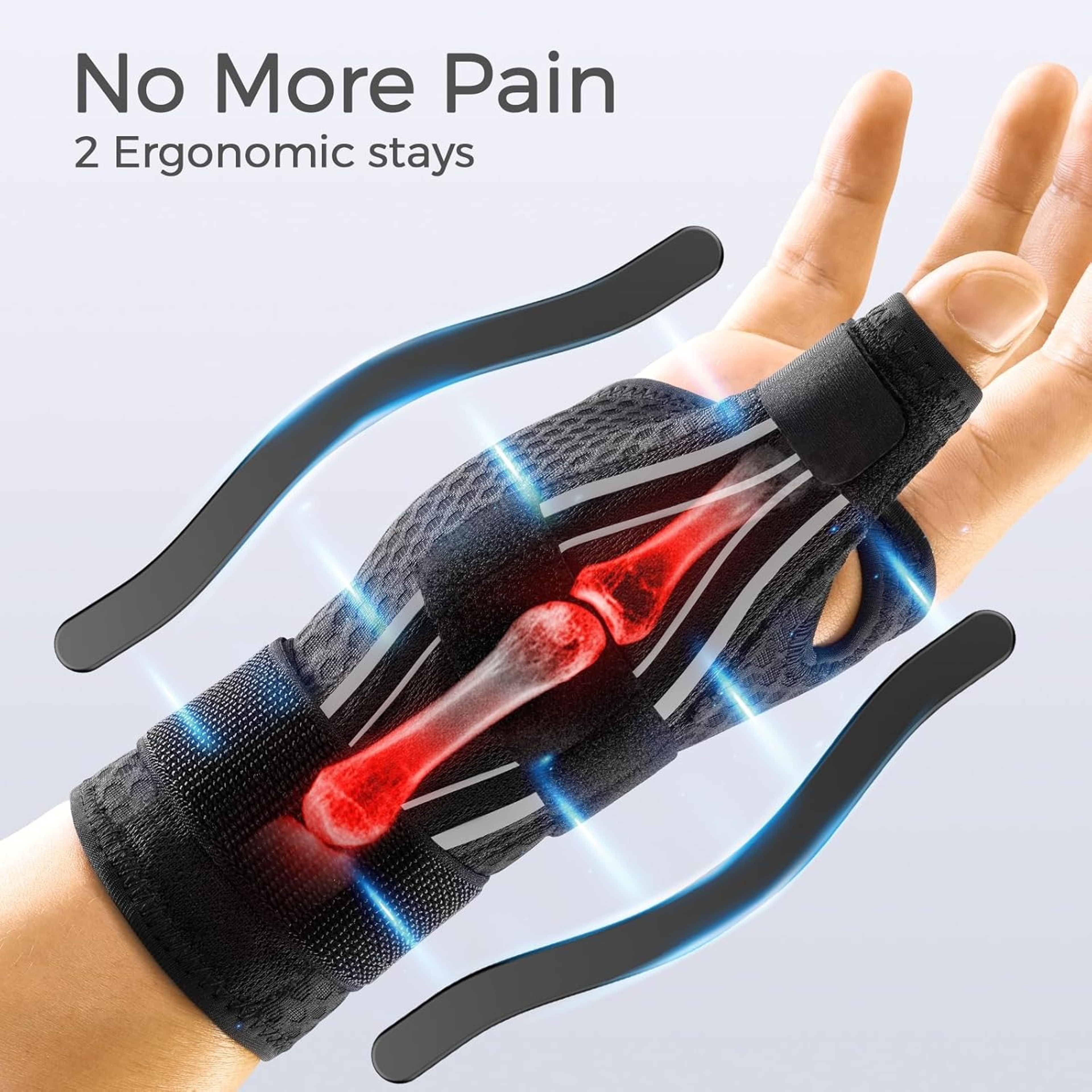 Breathable Adjustable Wrist Splint Brace with Adhesive Strips, Comfortable Support for Sports Use – view 2