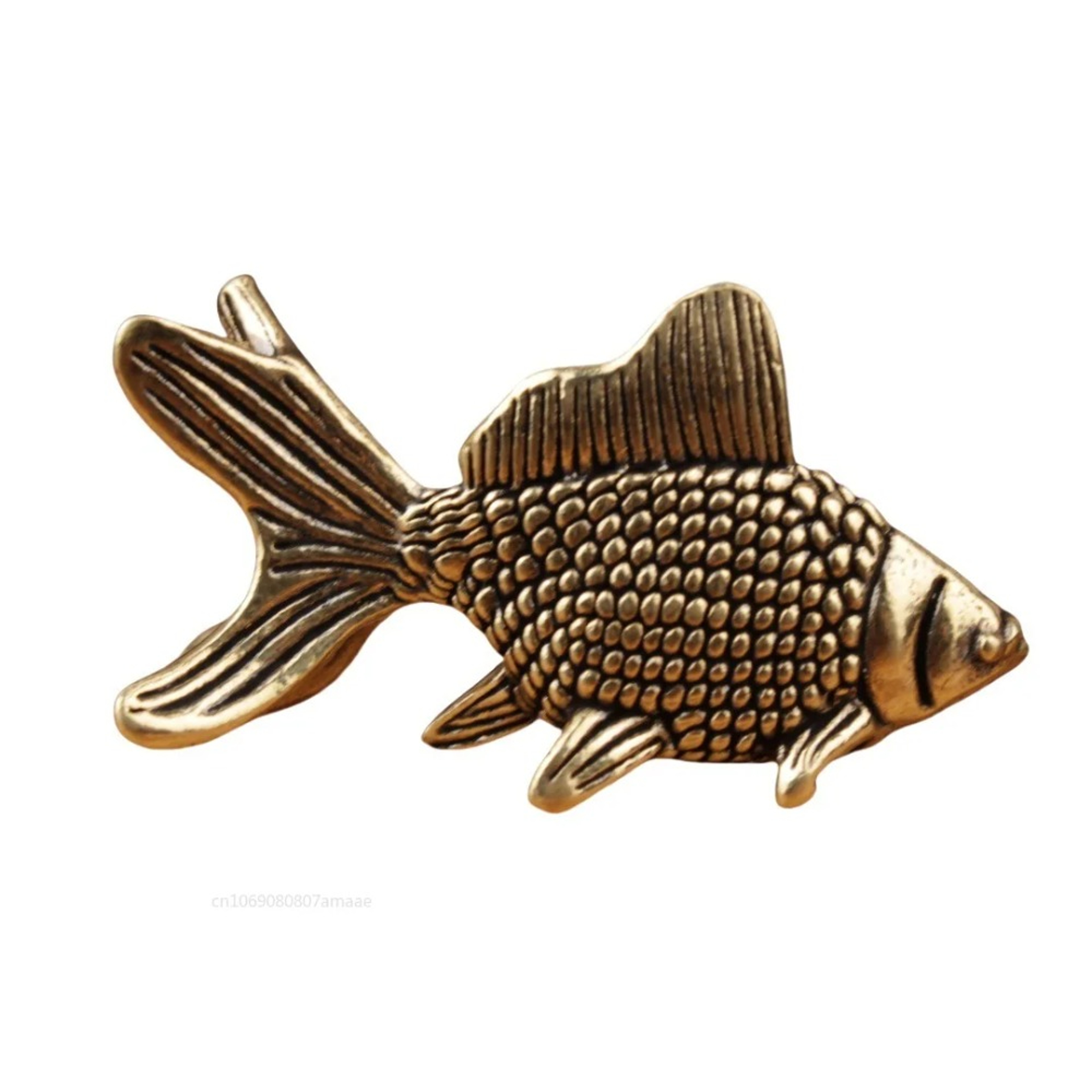 Cute Brass Goldfish Figurines Retro Animal Statue Desk Decor Tea Pet Gift Ornament 3