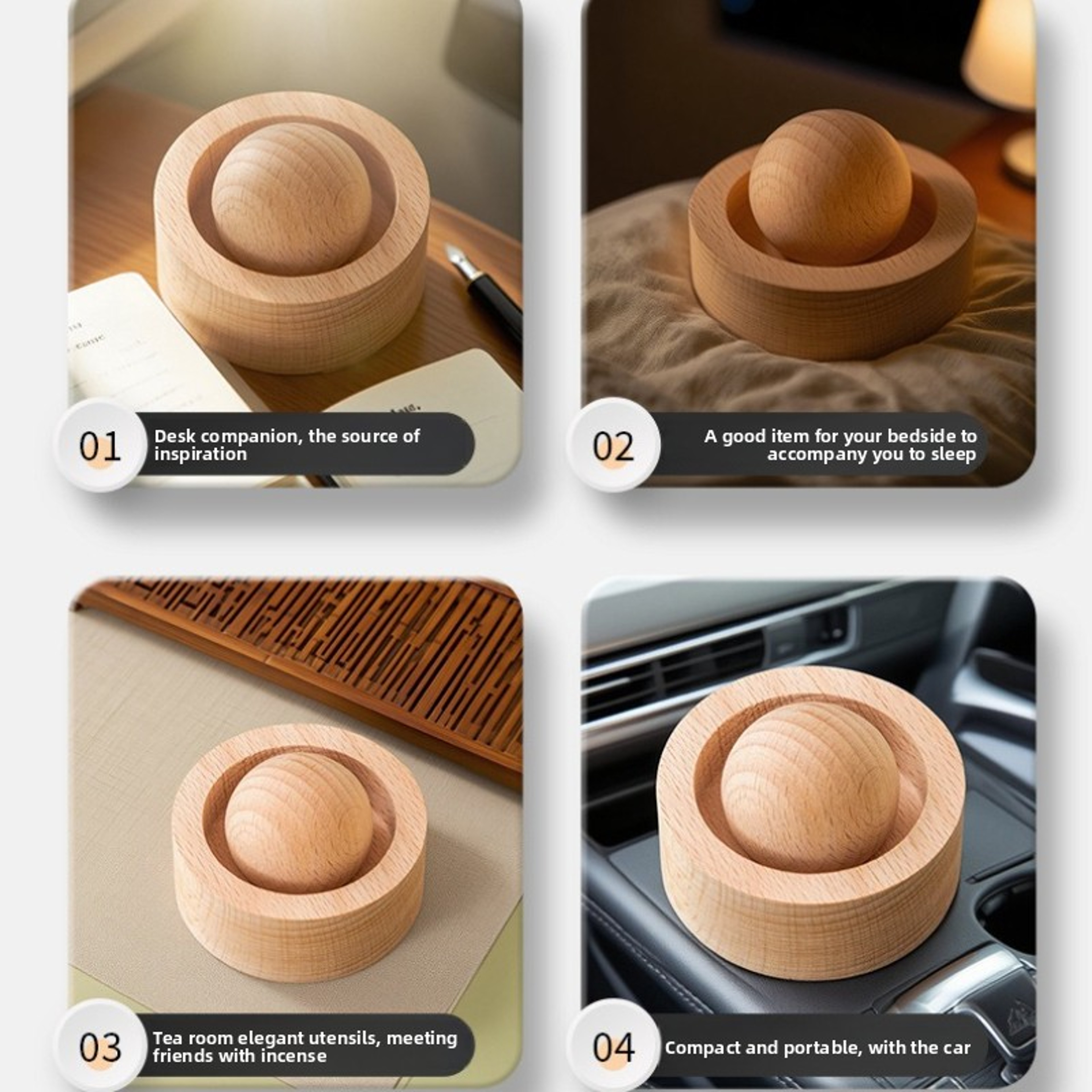 Aromatherapy Solid Wood Spherical Essential Oil, Fragrance Enhancement for Bedroom, Odor Elimination – view 5