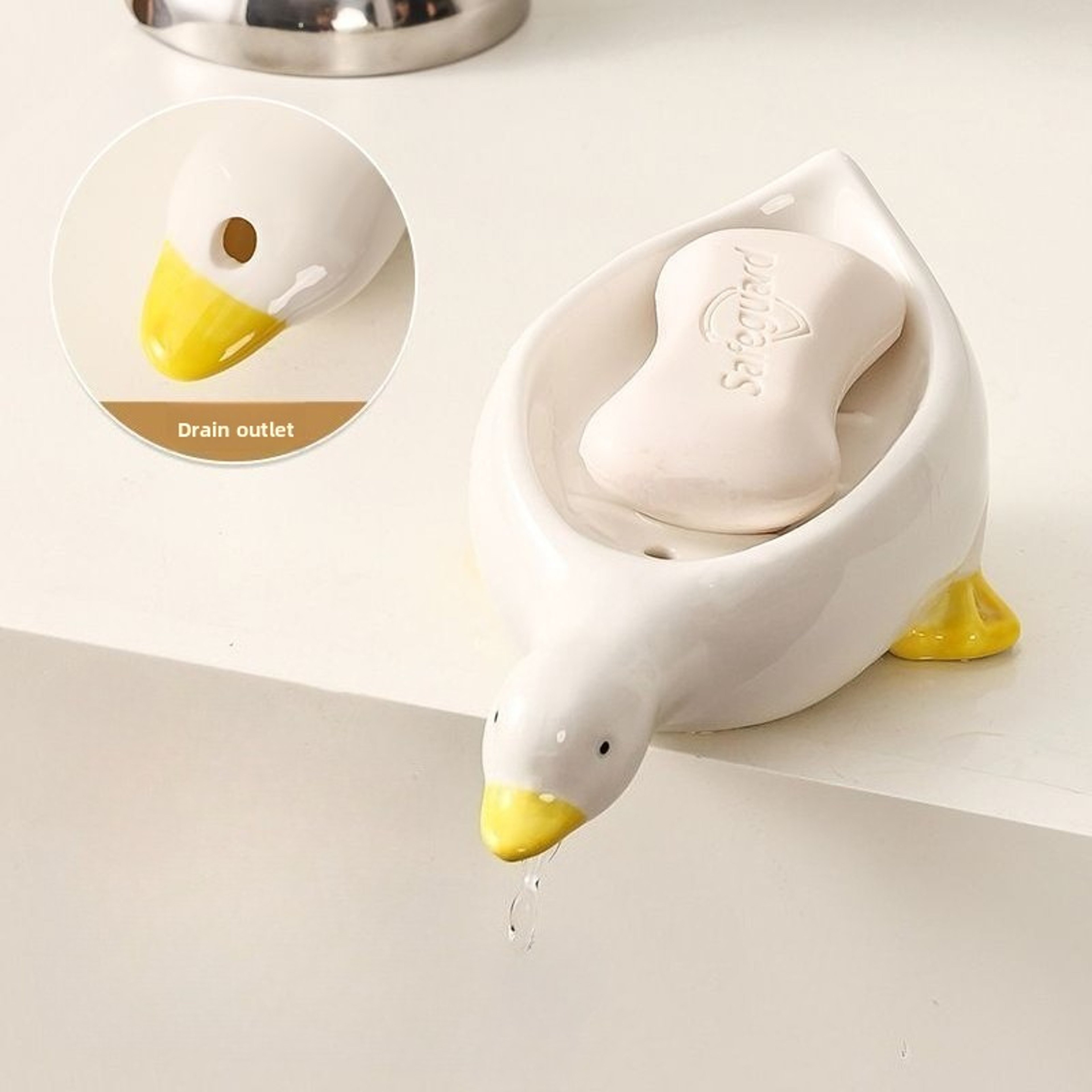 Multifunctional Cute Duck Shaped Soap Holder SelfDraining Plastic Soap Tray For Bathroom 0