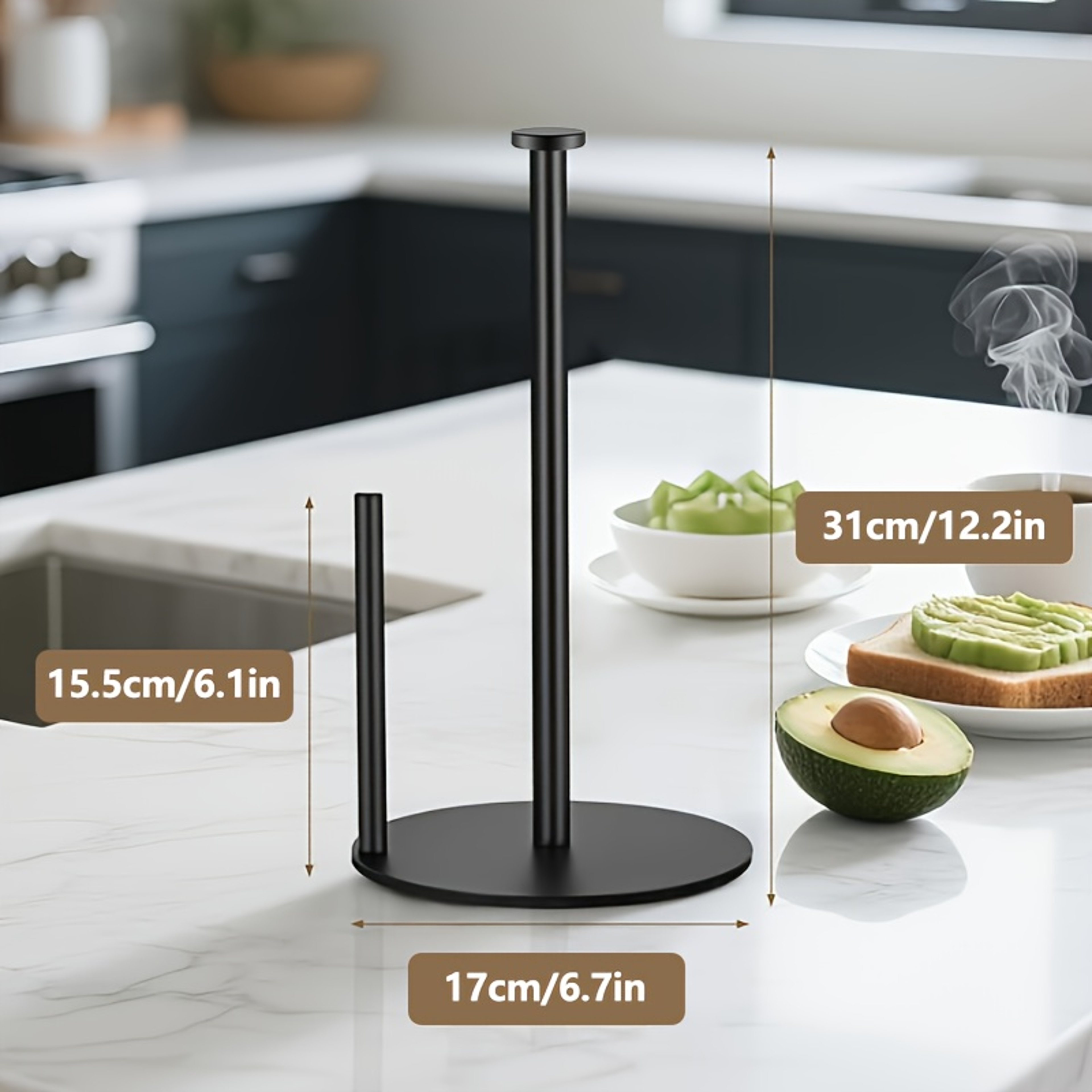 Steady Paper Roll Holder Paper Towel Holder Countertop Weighted Paper Towel Stand For Bathroom Kitc 1