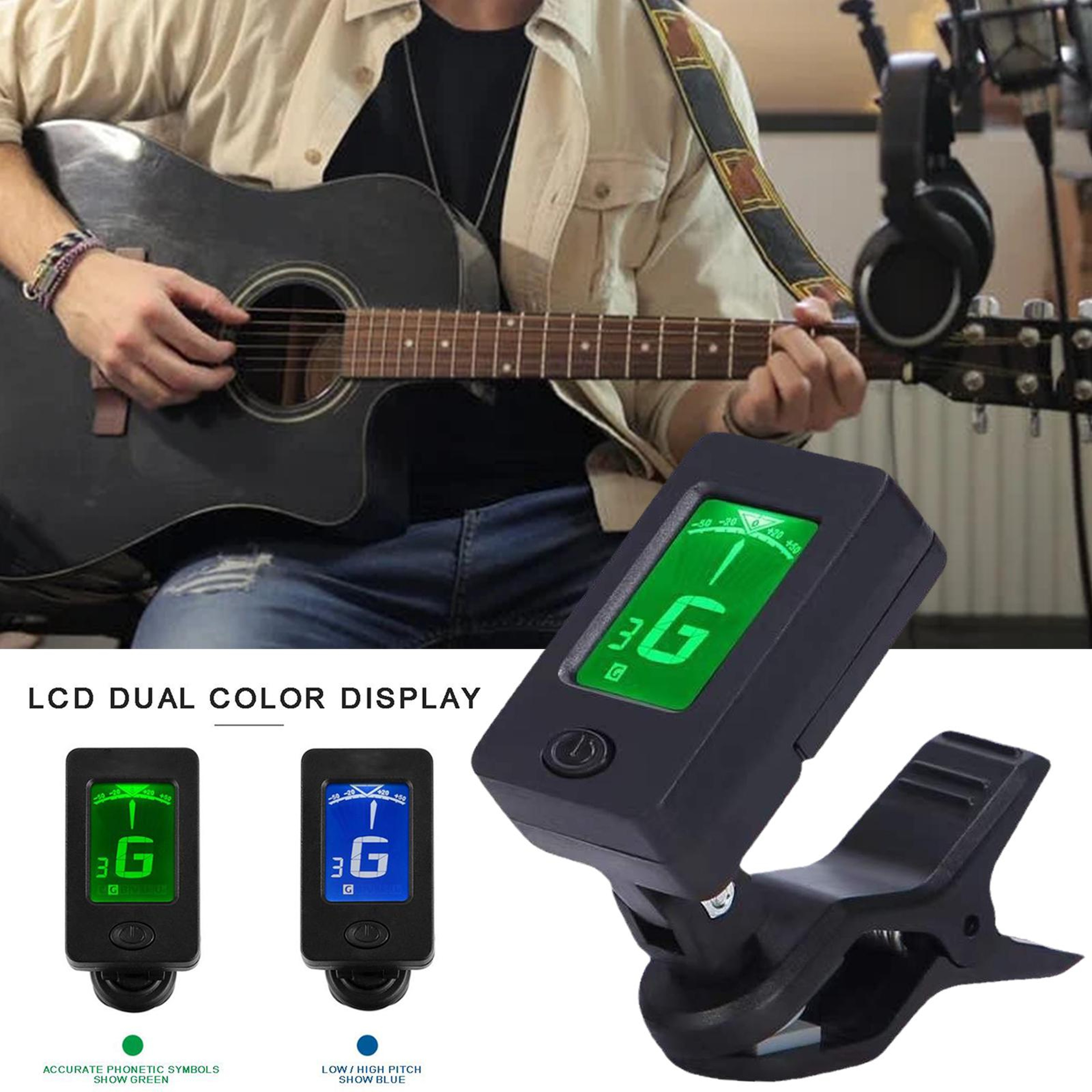 Electric Digital Tuner For Acoustic Guitar ClipOn 360 Degree Tuner LCD Screen For Ukulele  Guitar 0
