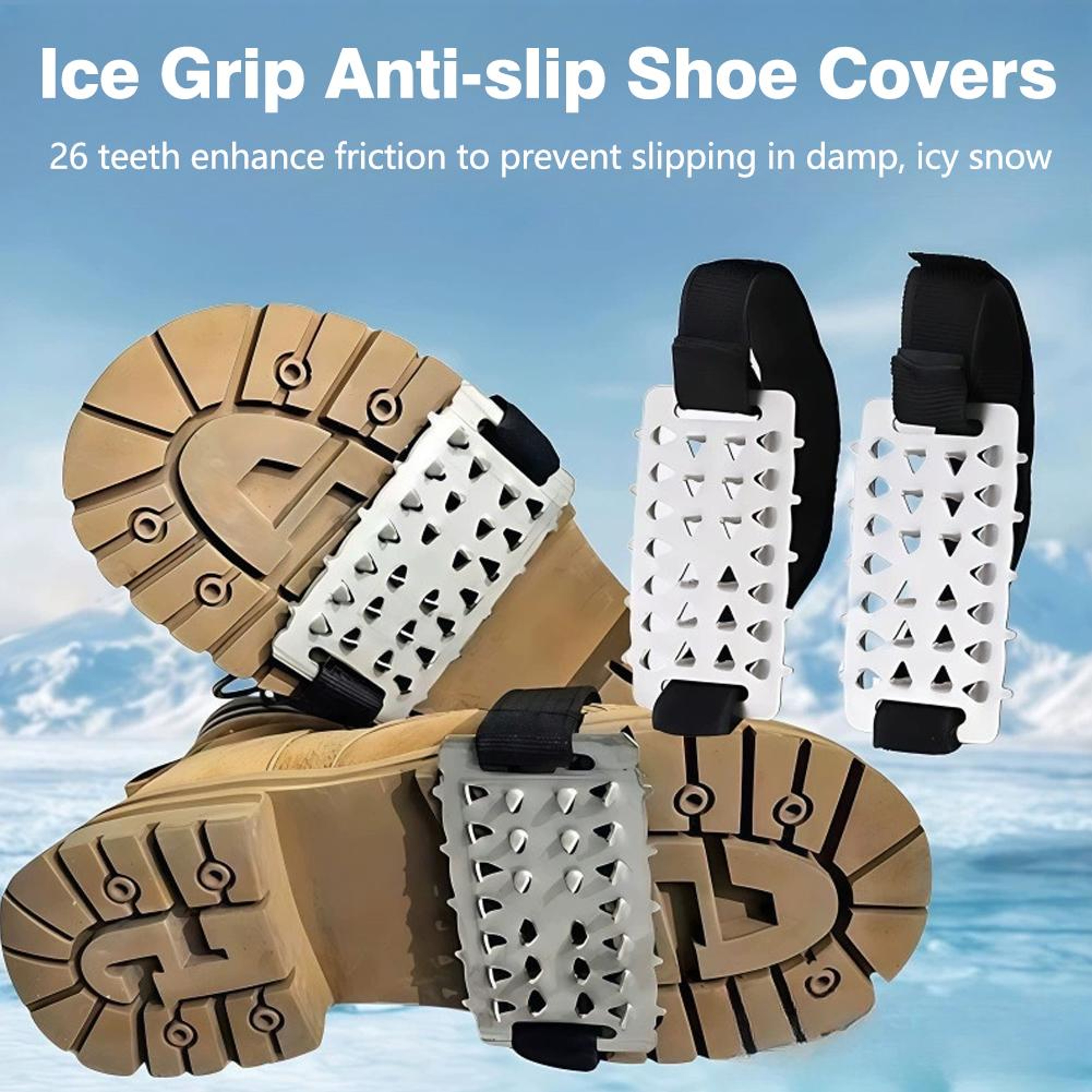 Adjustable Stainless Steel Snow Claw Ice Grippers, Heavy-Duty Winter Grips for Climbing, Walking, Driving – view 1