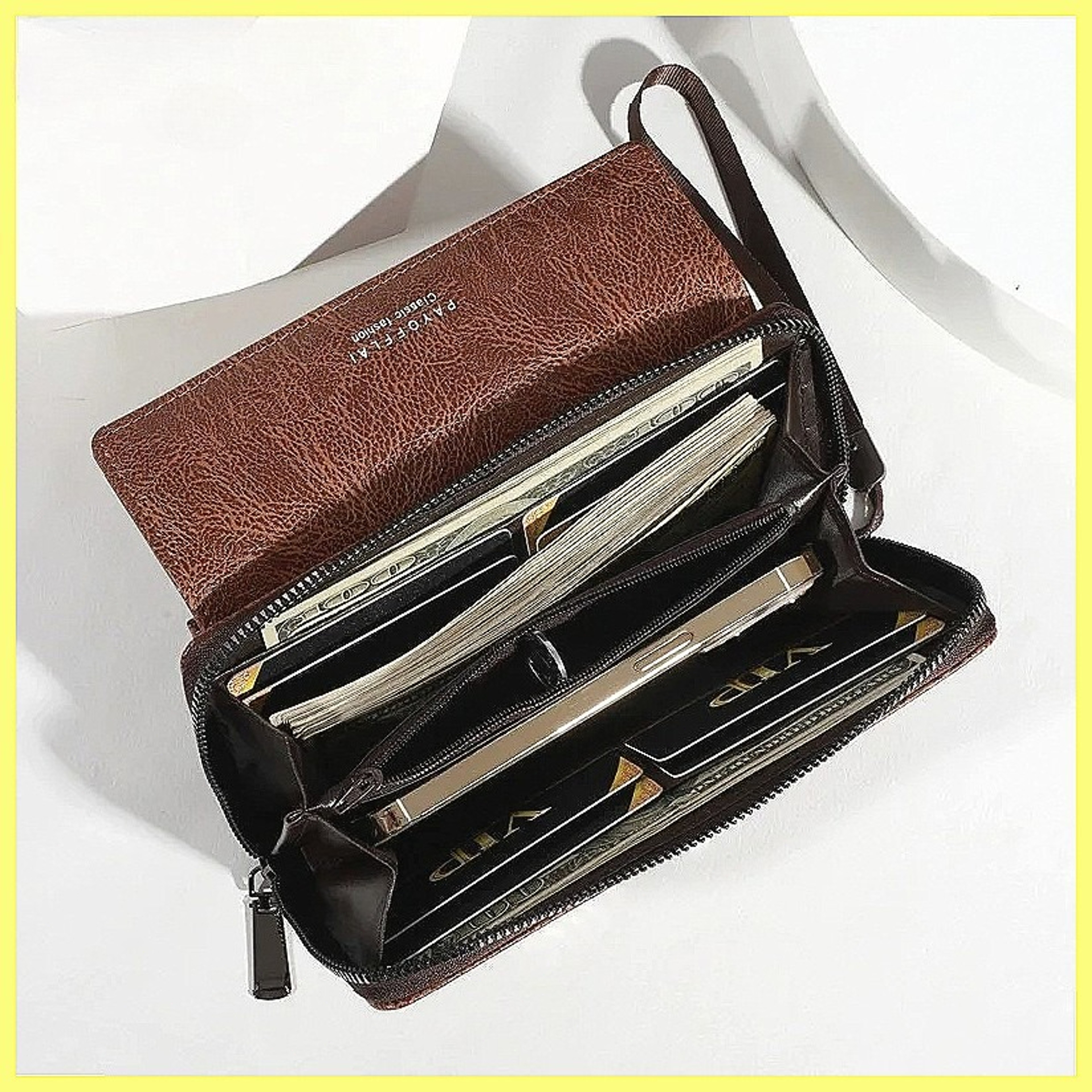 Large Capacity Phone Clutch Bag, Men's PU Zipper Handbag with Card Holder & Coin Purse – view 3